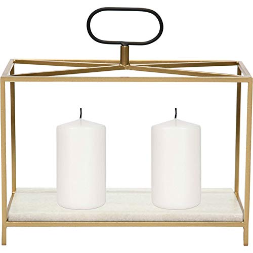 MAKLAINE Gold and White Modern Decorative Candle Holder - Elegant Home Decor for Dining Table, Wedding Centerpiece & Living Room Accent