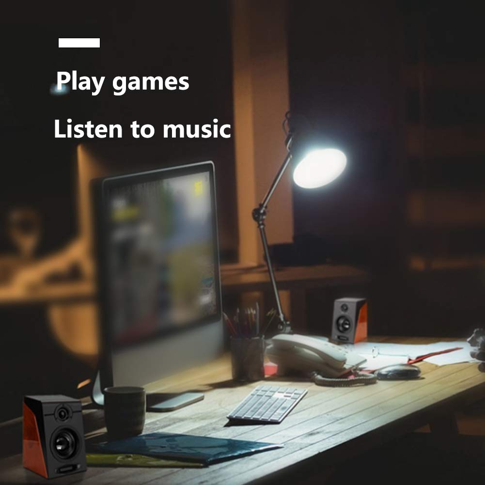 USB Powered Computer Speakers with Mini Bass, Desktop & Laptop Gaming Loudspeaker Box for Home, Office, School, and Online Meetings