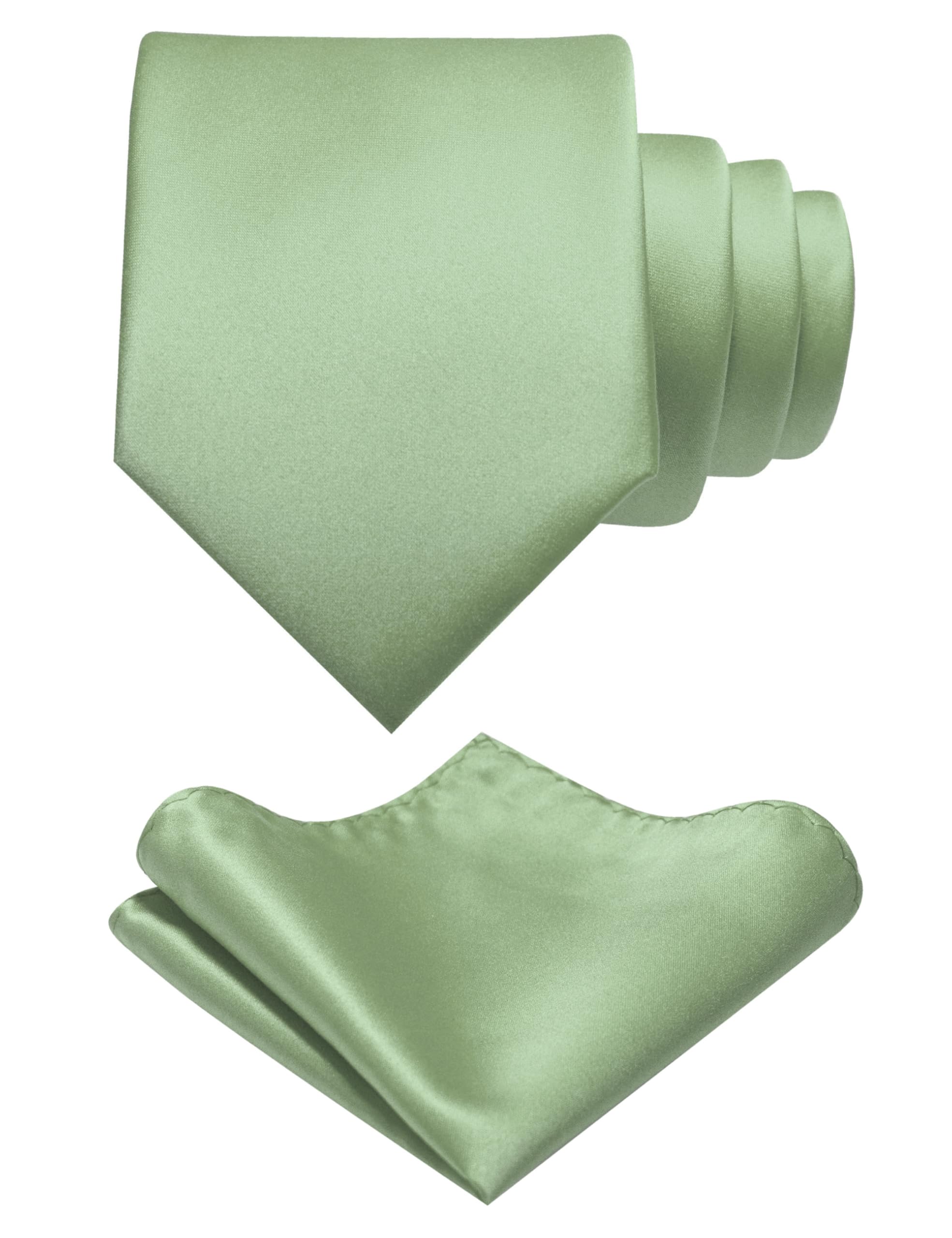 Elegant Sage Green Silk Tie & Pocket Square Set for Men - Perfect for Weddings, Business & Formal Events