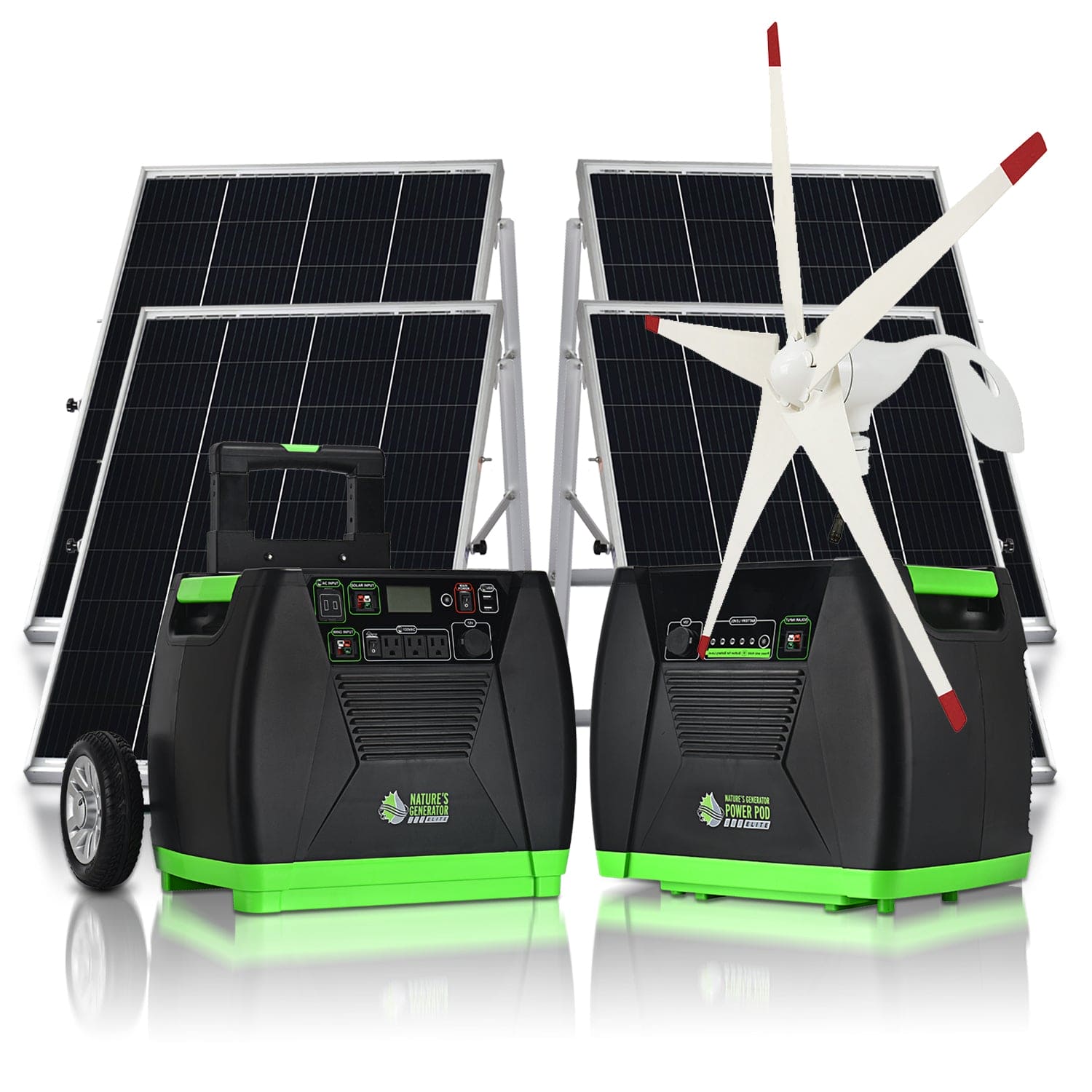 Nature's Generator Elite Platinum WE System - Portable Solar Power Generator for Home, Camping & Emergency Backup - 1800W Pure Sine Wave Inverter with 120V AC Outlets & USB Ports