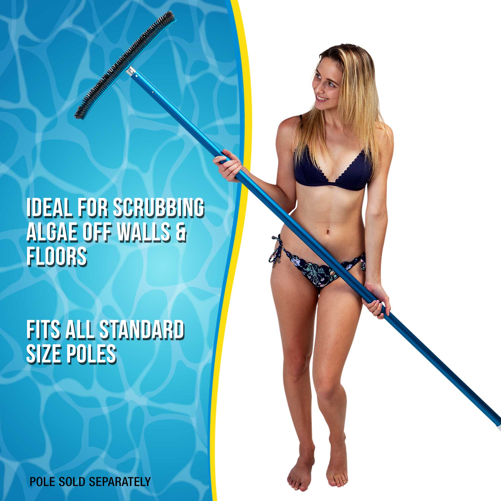 U.S. Pool Supply® Professional 18-Inch Stainless Steel Pool Algae Brush with EZ Clip Handle - Heavy Duty Bristles for Removing Calcium Buildup, Rust Stains & Debris - Perfect for In-Ground & Above Ground Pools Maintenance