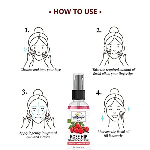 ABHIGAMYAH Rose Hip Radiant Glow Face Serum - Lightweight Non-Greasy Moisturizer for All Skin Types | Natural, Paraben & Sulfate Free, Vegan (2-Pack, 50ml) | Hydrating Facial Treatment for Day & Night Skincare Routine