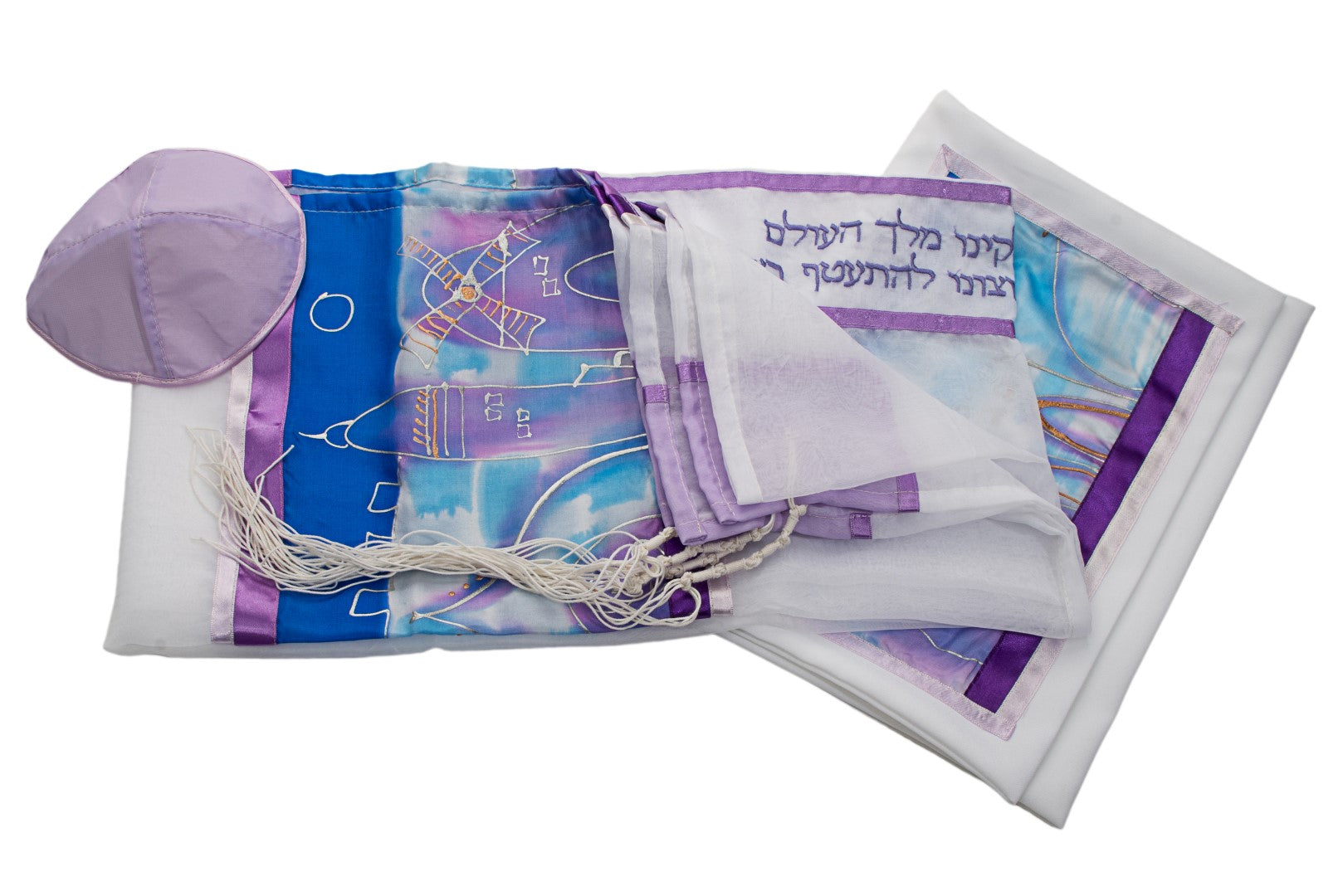 Jerusalem Sunset Bat Mitzvah Tallit Set - Elegant Silk Prayer Shawl for Women & Girls | Perfect for Synagogue, Jewish Ceremonies & Special Occasions