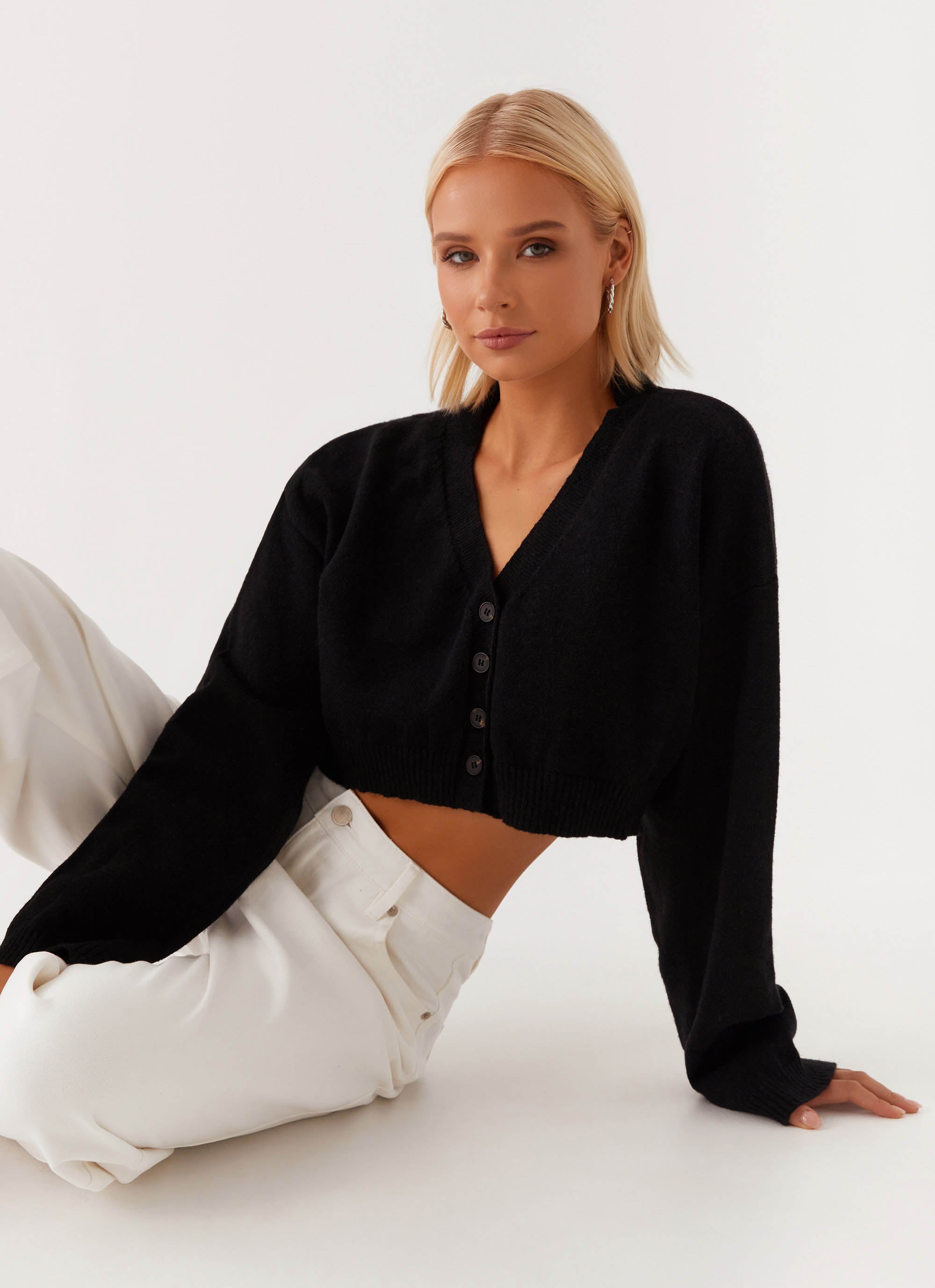 Endlessly Cropped Cardigan Sweater - Black | Women's Fashion Knitwear | Perfect for Layering, Casual Outfits & Office Wear
