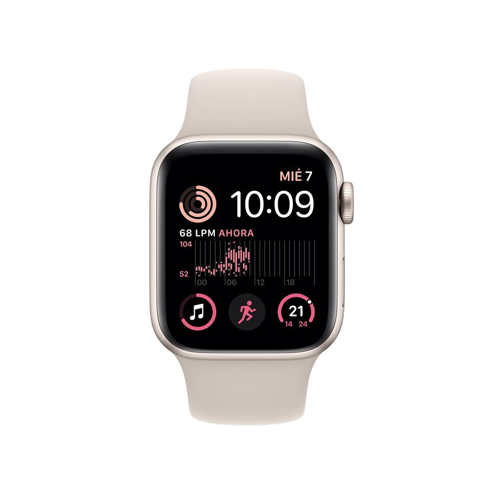 Apple Watch SE (GPS) 40mm Aluminum Case in Starlight with White Sport Band - Perfect for Fitness Tracking & Everyday Wear