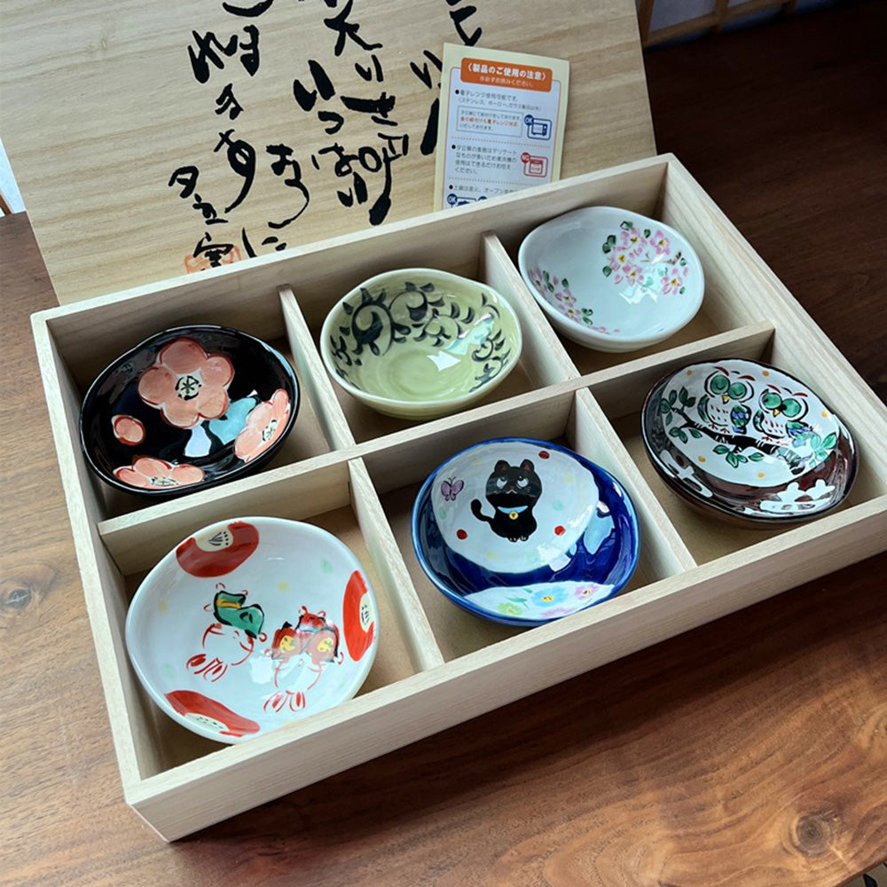Japanese Mino Yaki Yudachi Kiln Mini Bowl Set of 6 - Authentic Handcrafted Ceramic Rice Bowls for Sushi, Ramen, and Small Dishes - Perfect for Japanese Dining and Home Decor
