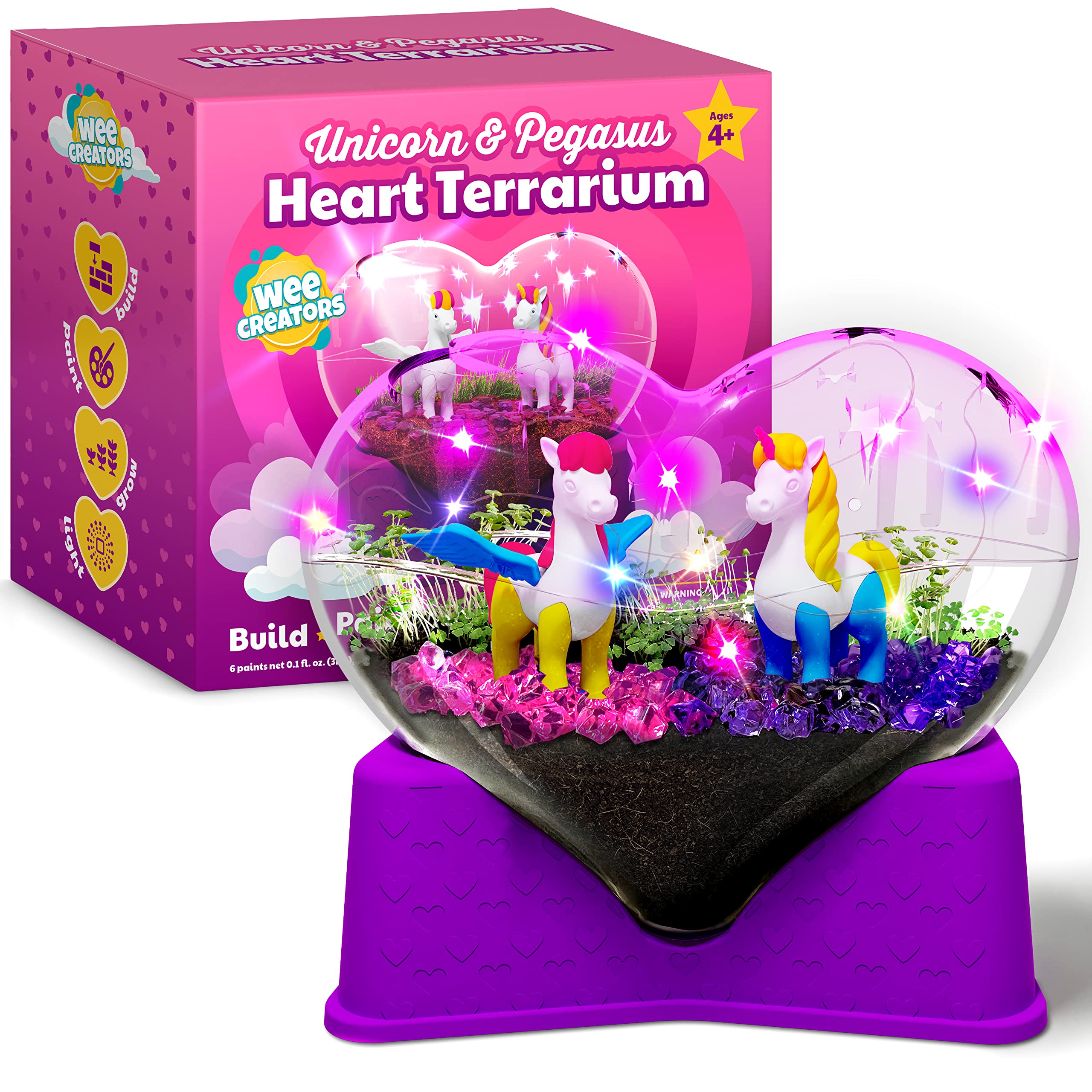 Glow in the Dark Terrarium Kit for Kids - DIY Unicorn Garden with LED Lights, STEM Educational Science Toy for Ages 4-12 | Creative Arts & Crafts Activity, Perfect Birthday Gift for Girls | Indoor Gardening Fun for Bedroom Decor & Science Learning