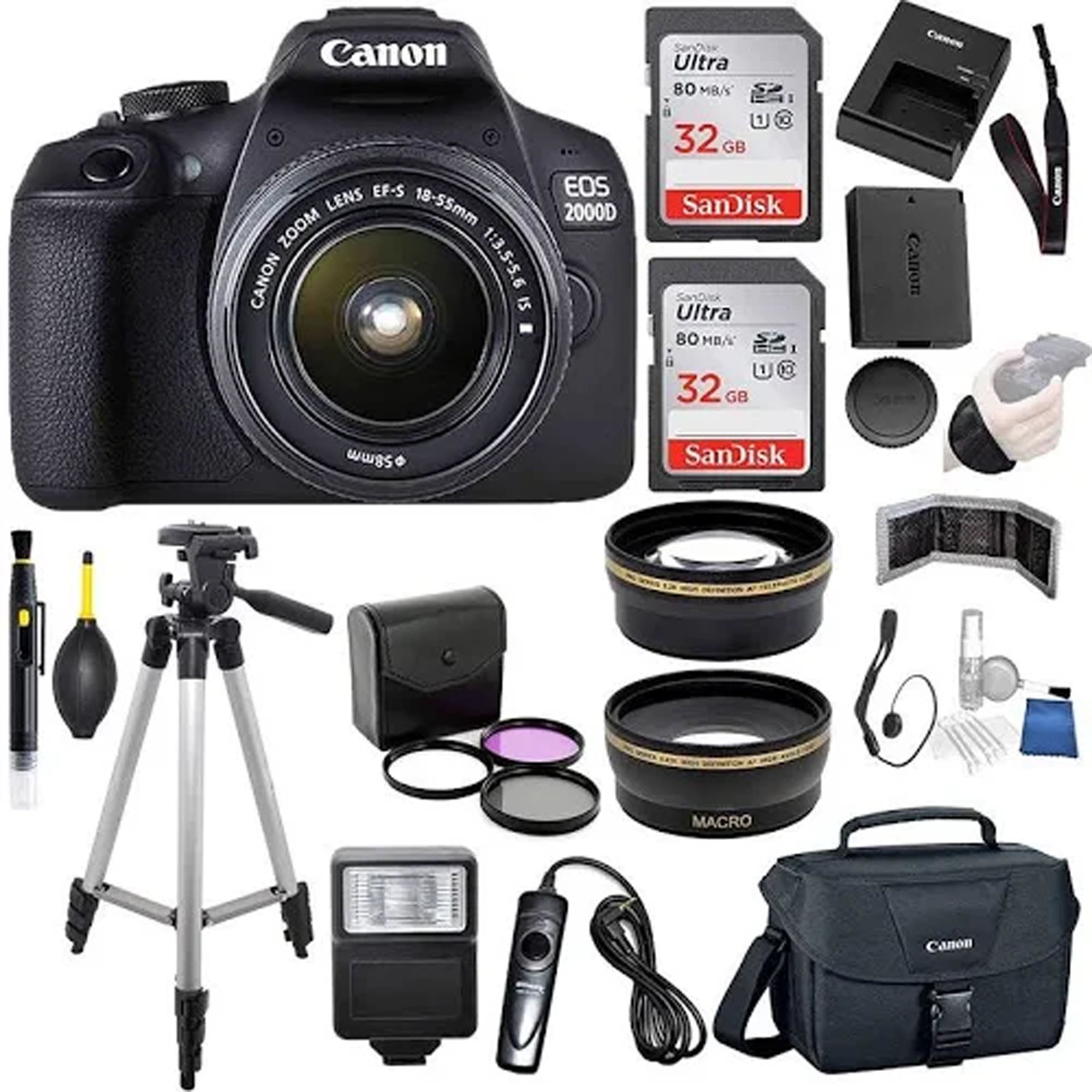 Canon EOS Rebel T7/2000D DSLR Camera with 18-55mm Lens Kit - Perfect for Photography Beginners, Travel & Family Portraits