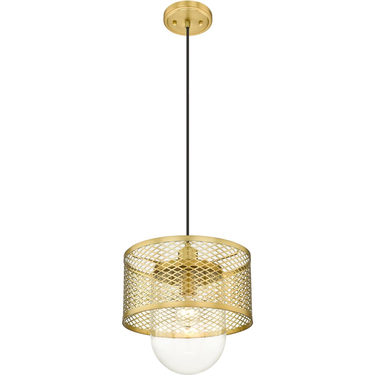 Z-Lite 3037P11-RB Kipton 1-Light Pendant Light Fixture - 60W Rubbed Brass Finish - Perfect for Kitchen Island, Dining Room or Entryway Lighting