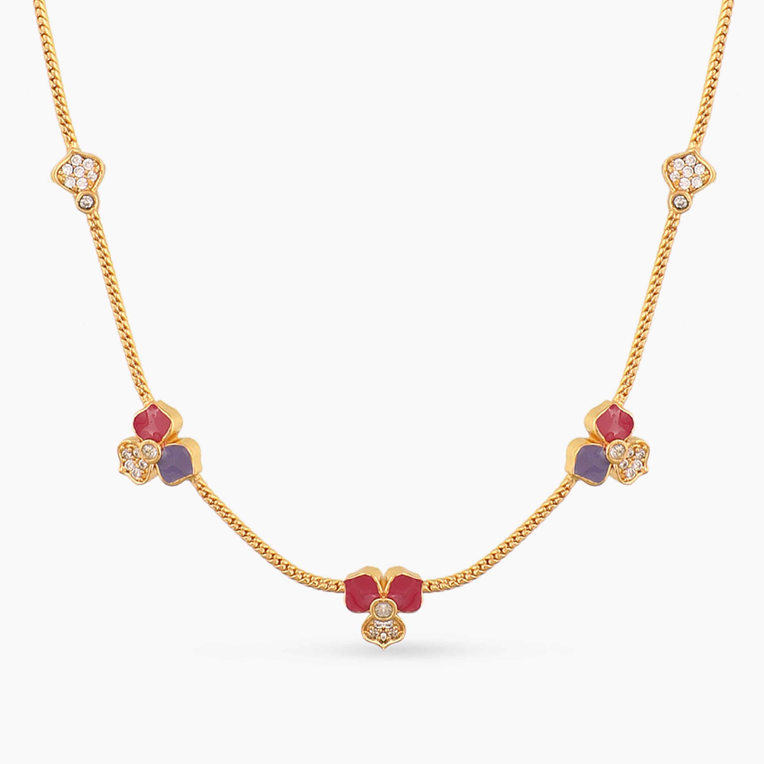 Pansy Floral CZ Simple Necklace - Elegant Dainty Flower Pendant Jewelry for Women | Perfect for Valentine's Day, Anniversary & Everyday Wear