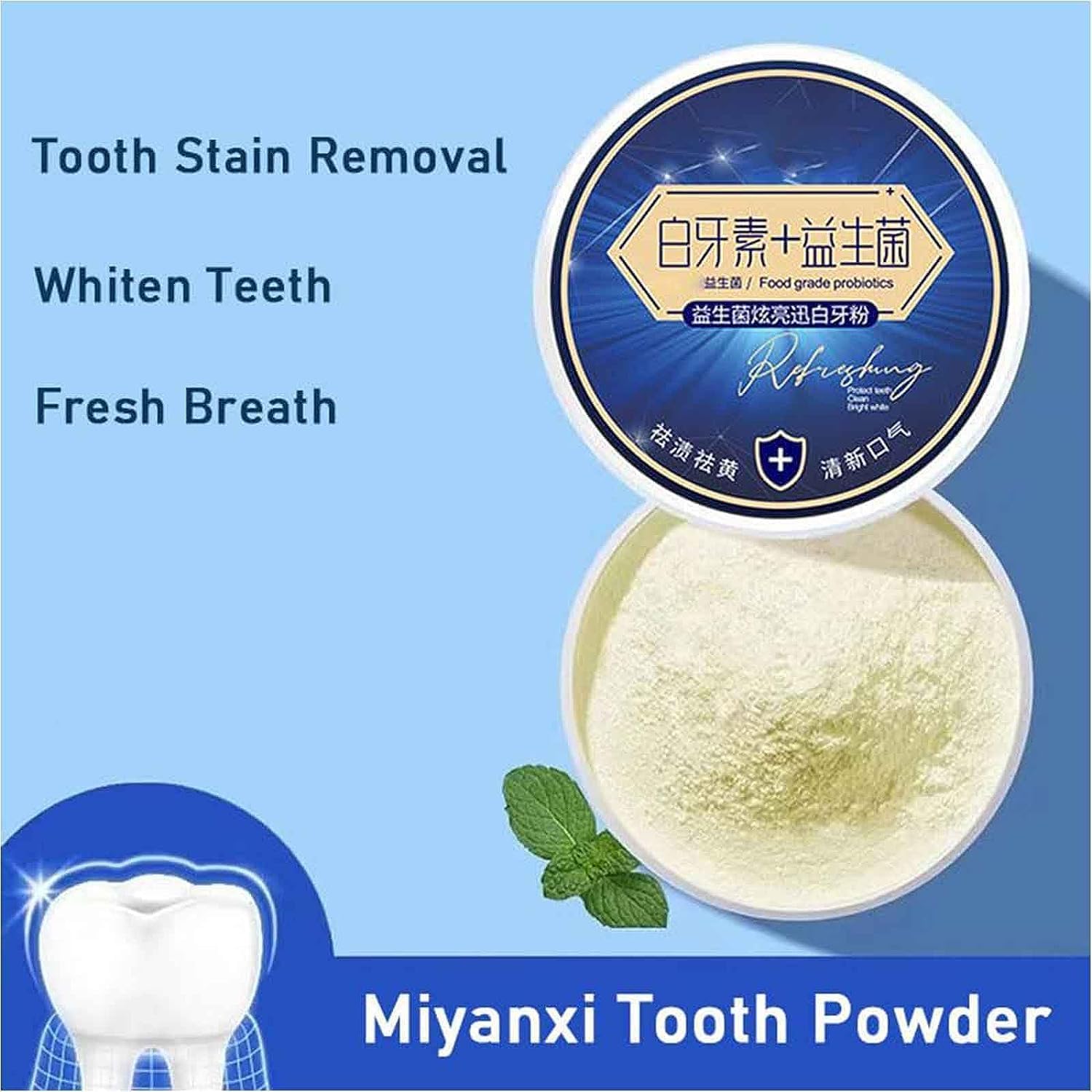 Miyanxi Teeth Whitening Powder - Natural Dental Stain Remover for Brighter Smile | Effective Teeth Stain Removal & Whitening | Perfect for Daily Oral Care & Coffee/Tea Drinkers