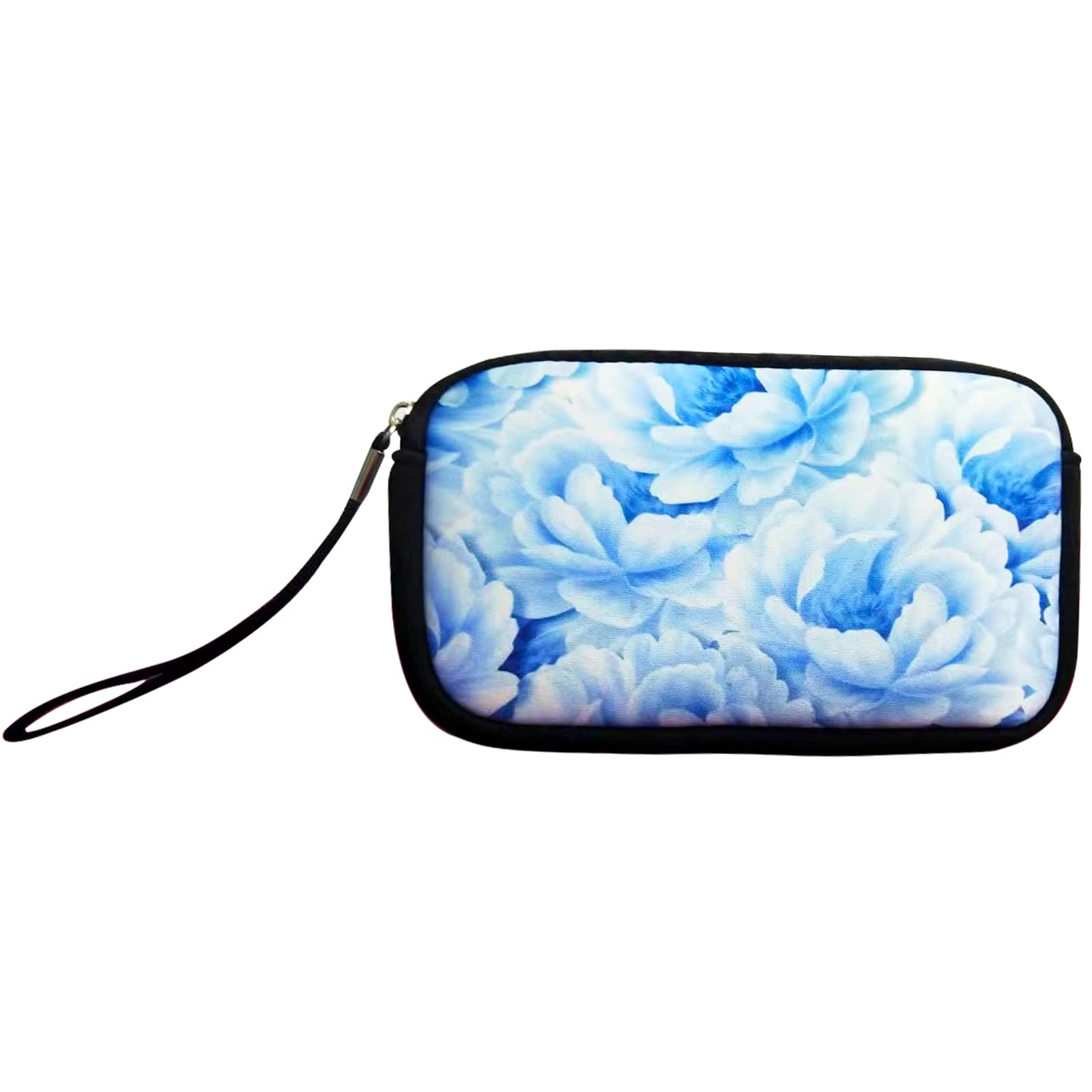 Waterproof Small Toiletry Bags for Women - Cute Roomy Makeup Pouch & Travel Cosmetic Organizer Bag with White Floral Design | Perfect for Travel, Gym, and Daily Essentials Storage