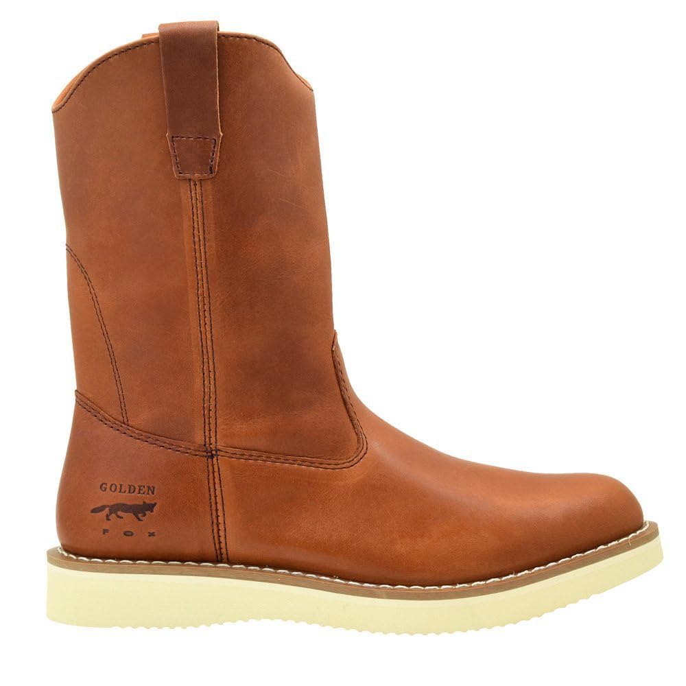 Golden Fox 12 Inch Safety Wellington Waterproof Work Boots - Comfortable Steel Toe Construction Boots for Men, Brown - Ideal for Construction, Farming & Outdoor Work