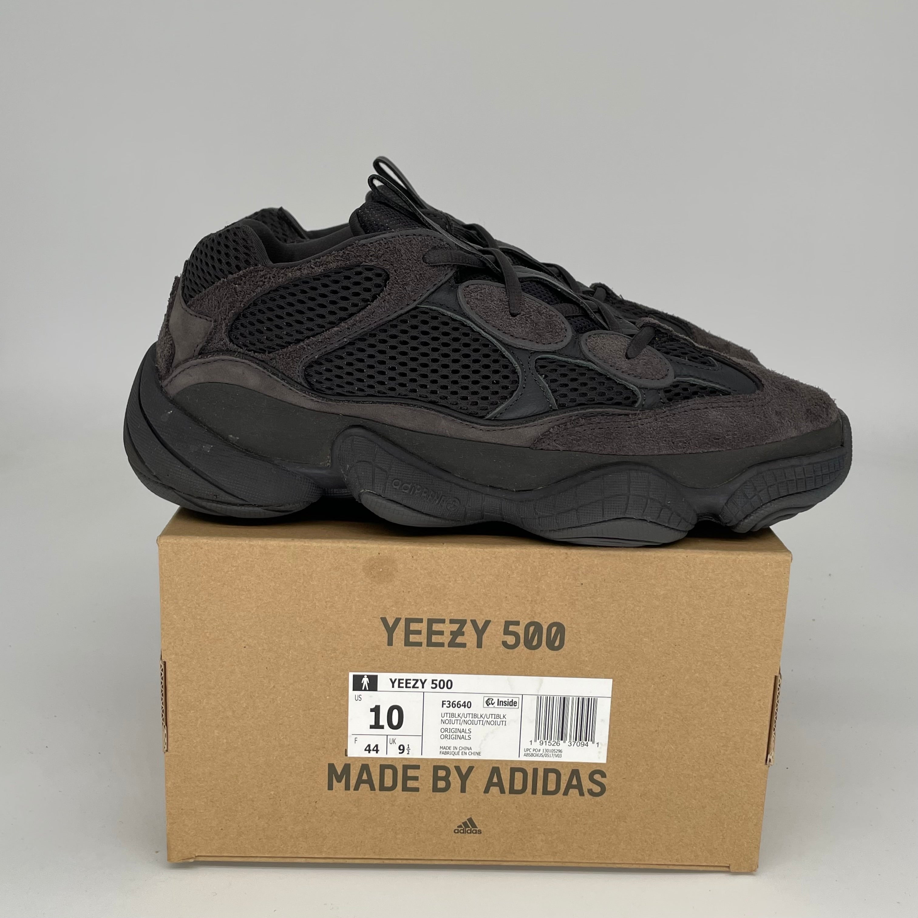 Adidas Yeezy 500 Utility Black Men's Sneakers - Size 10 (F36640) | Comfortable Running Shoes for Men, Casual Streetwear & Gym Workouts