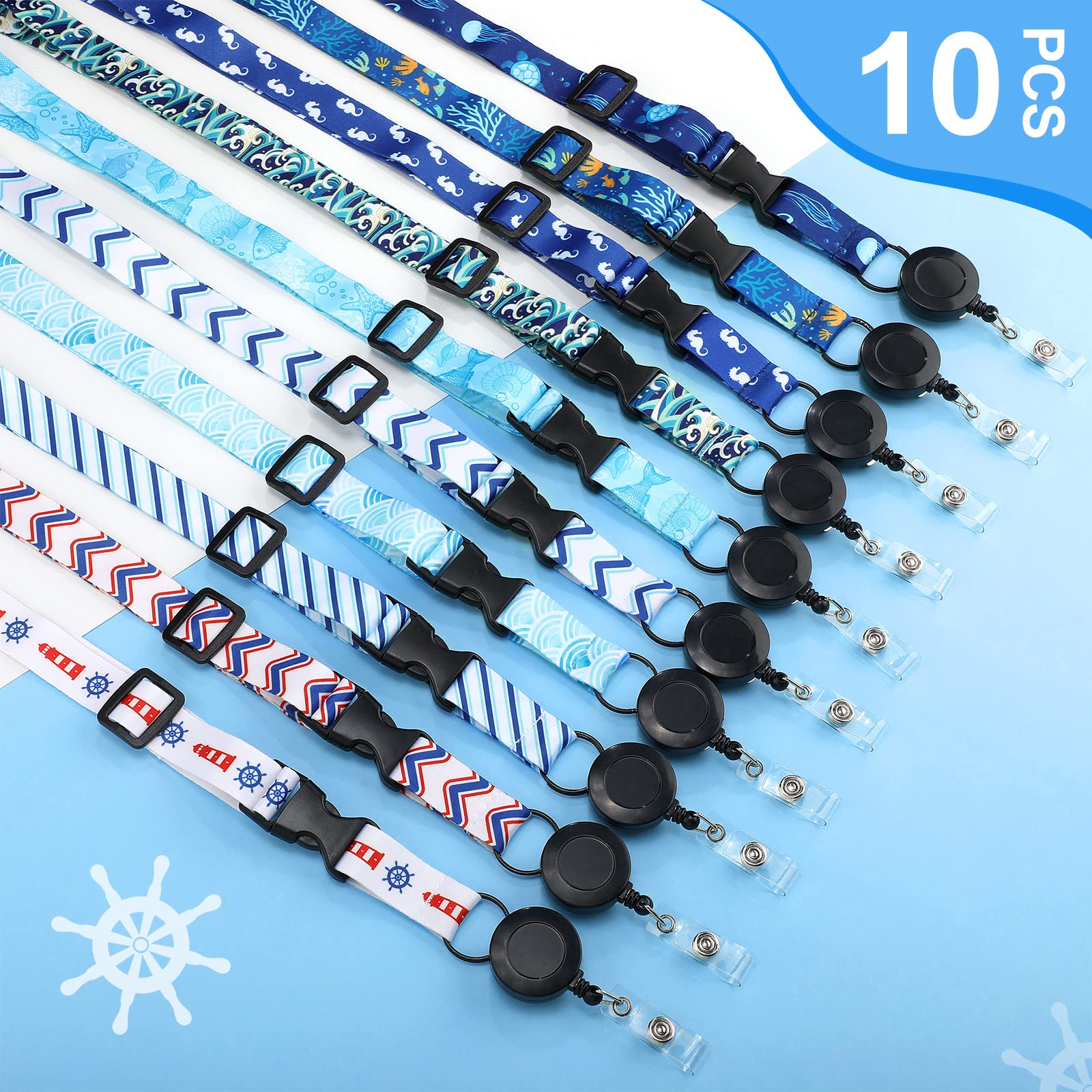 Retractable Cruise Lanyards with ID Holder & Badge Clip for Ship Cards | 10-Pack for Carnival Cruises