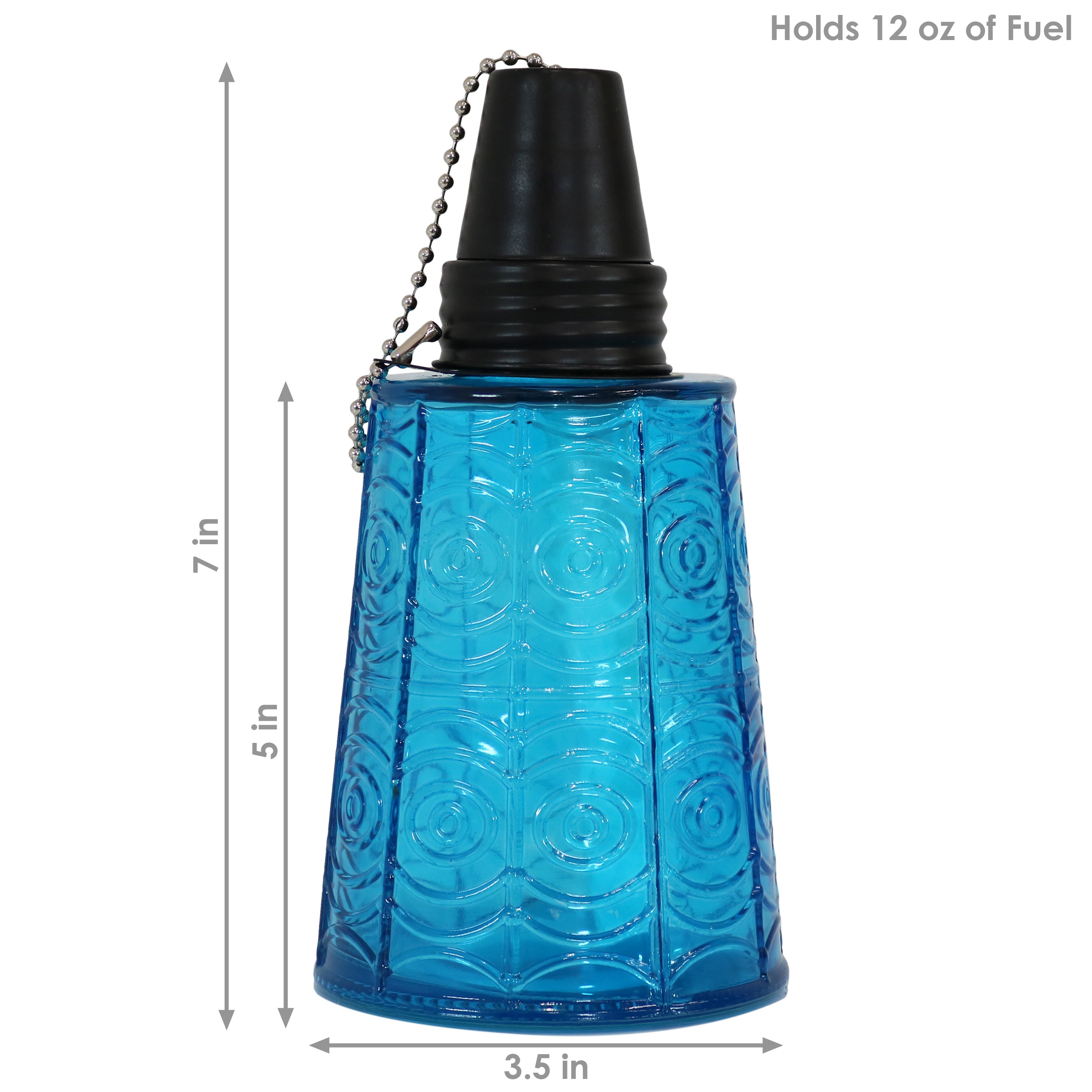 Sunnydaze Set of 3 Glass Tabletop Torches - 1 Blue, 1 Orange & 1 Green - Outdoor Patio Decor, Garden Party Lighting, Backyard Ambiance