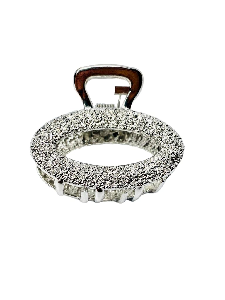 APPSAMBR - 4 Pack Silver Metal Hair Claw Clips for Women & Girls (4cm) - Strong Hold Hair Barrettes for Half Up Buns, Ponytails & Everyday Styling - Perfect for Work, School & Casual Outings