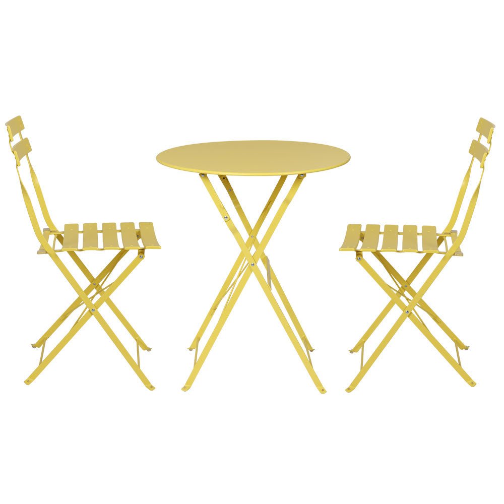 Gradeon 3-Piece Outdoor Bistro Set - Steel Patio Table & Chairs in Sunny Yellow - Perfect for Small Balcony, Garden, or Poolside Relaxation