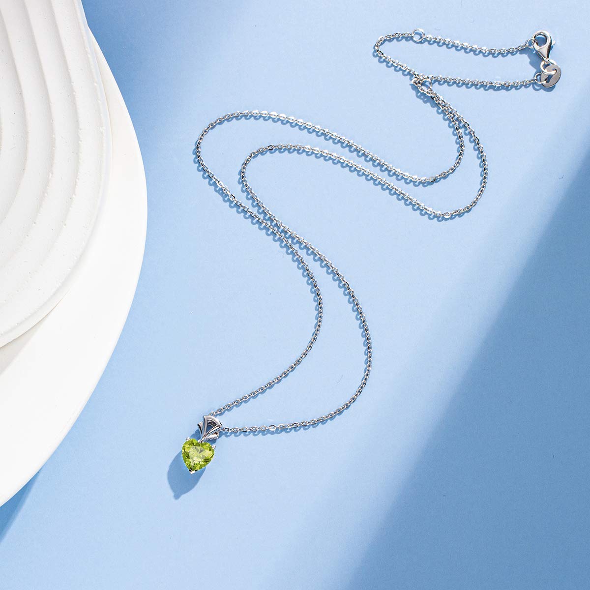 14K White Gold & Sterling Silver Heart Birthstone Pendant Necklace for Women - 8mm Gemstone Jewelry Gift for Anniversary, Birthday, Valentine's Day | Perfect for Mom, Wife, Girlfriend | Elegant Everyday Wear & Special Occasions