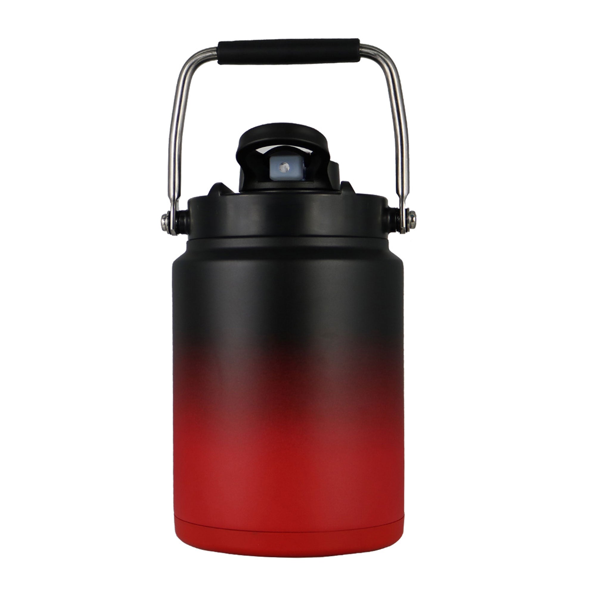 Half Gallon Water Jug with Non-Slip Silicone Base - Red Black Ombre Design | Leak-Proof Large Capacity Drink Container for Gym, Office, Outdoor Activities & Travel