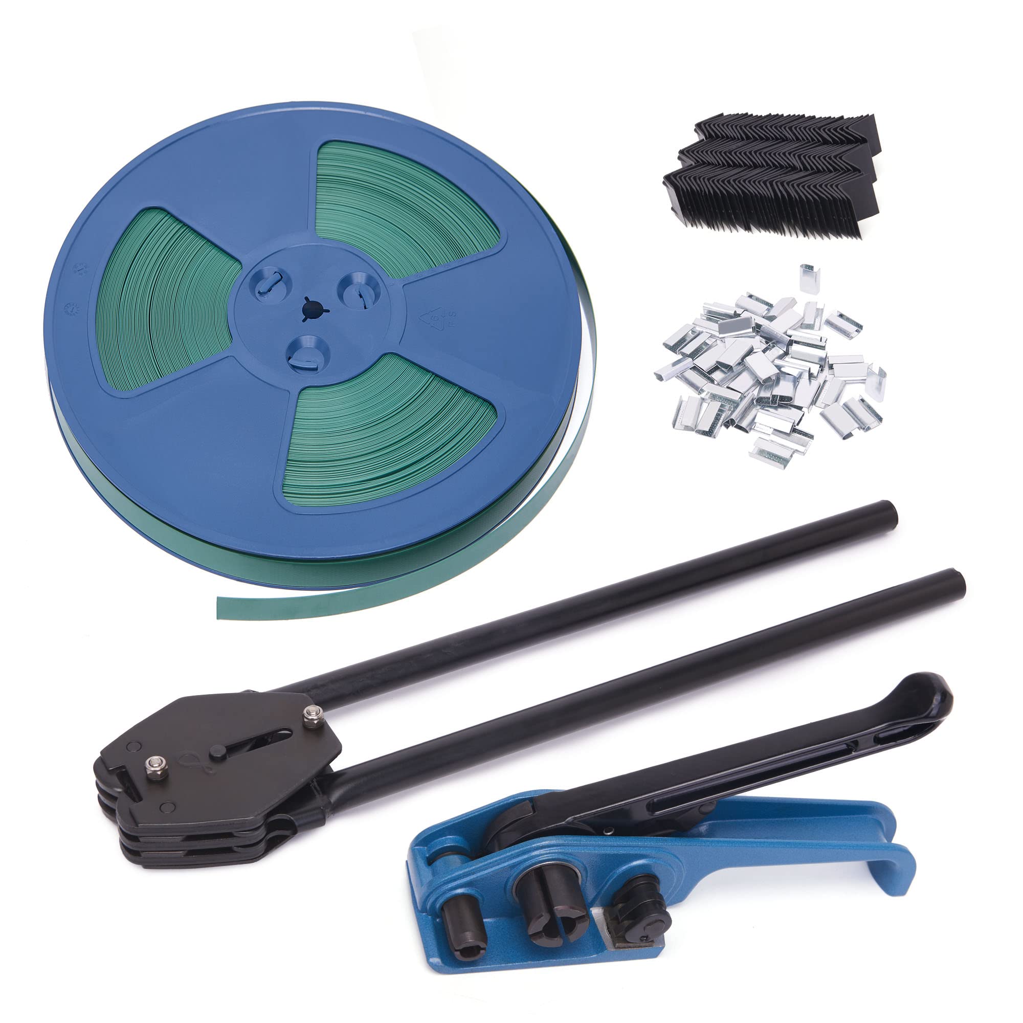 Heavy Duty Polyester (PET) Pallet Strapping Kit - Industrial-Grade Banding Straps & Tools for Secure Shipping, Packaging, and Storage