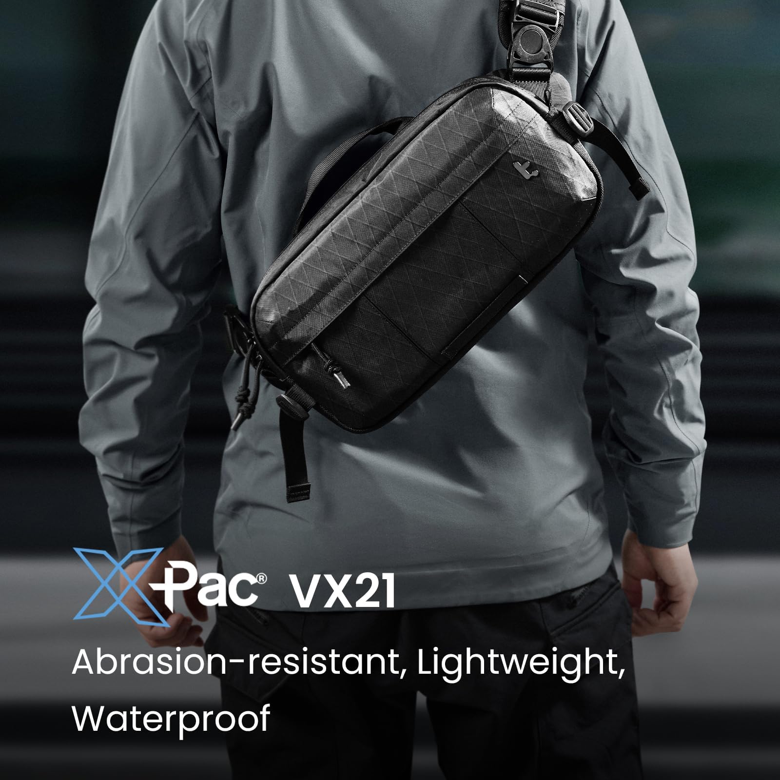 tomtoc 5.5L X-Pac Sling Bag - Durable Water-Resistant Crossbody Chest Bag for Men | Perfect for Steam Deck OLED, ROG Ally X & 2024 iPad mini A17 Pro | Urban Techwear & Tactical Gear | Ideal for Travel, Commuting & Everyday Carry