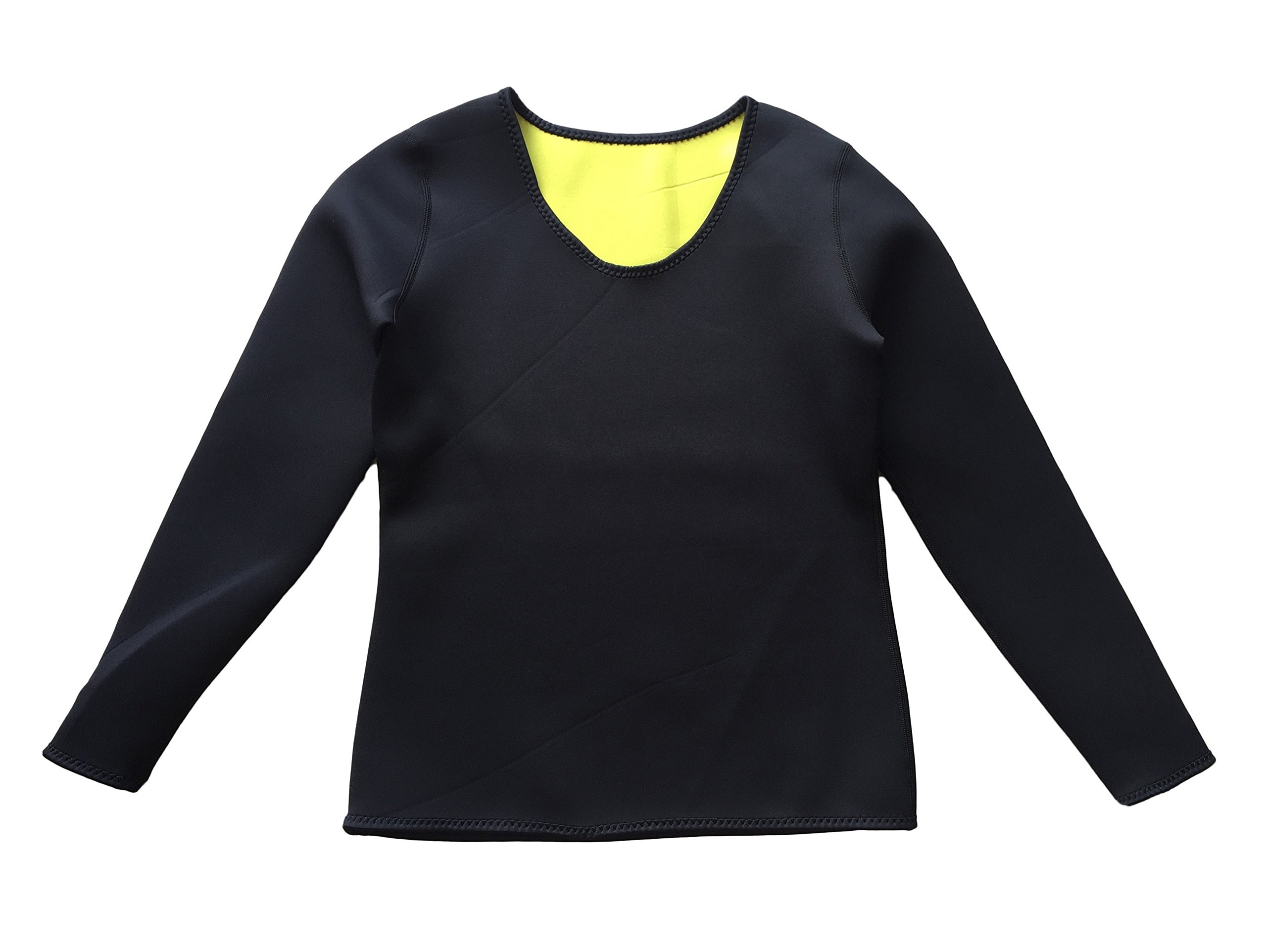 Bakerdani Women's Body Shaping Shirt - Long Sleeve Slimming Tops for Weight Loss, Fat Burning & Tummy Control - Sexy Shapewear for Workout, Yoga & Everyday Wear