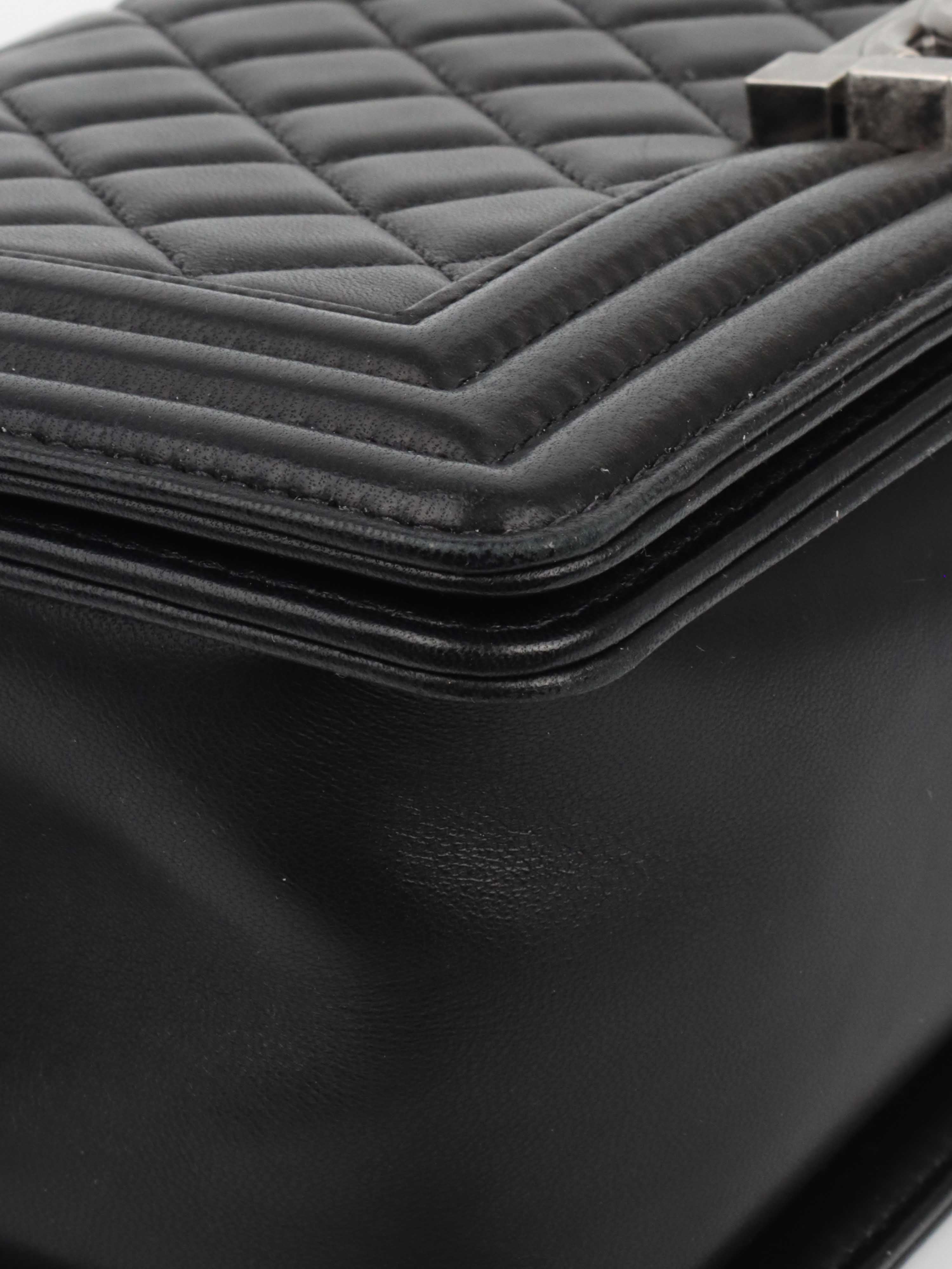 Chanel Black Lambskin Medium Boy Bag with Ruthenium Finish Metal Hardware - Luxury Designer Handbag for Women, Perfect for Evening Events & Special Occasions