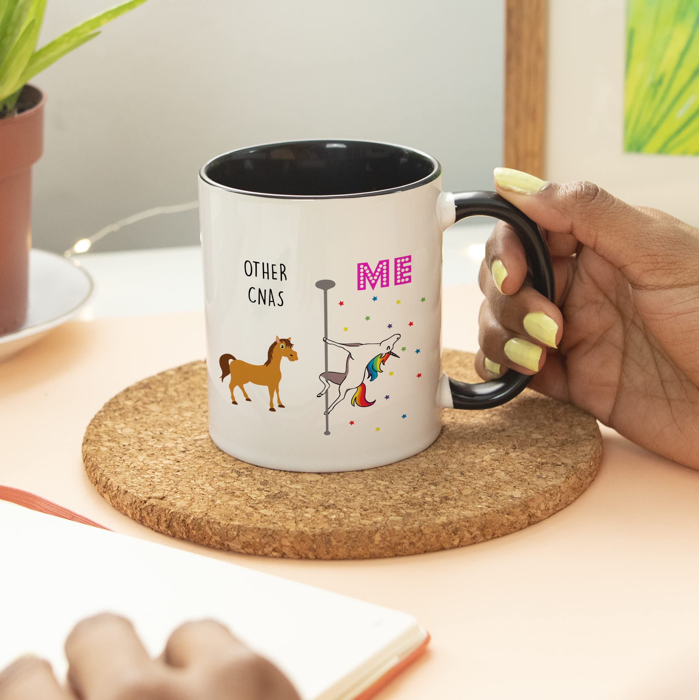 YouNique Designs 11oz White Unicorn CNA Mug - Certified Nursing Assistant Gift for Women, Perfect for CNA Week & Daily Coffee Breaks (Black Handle)