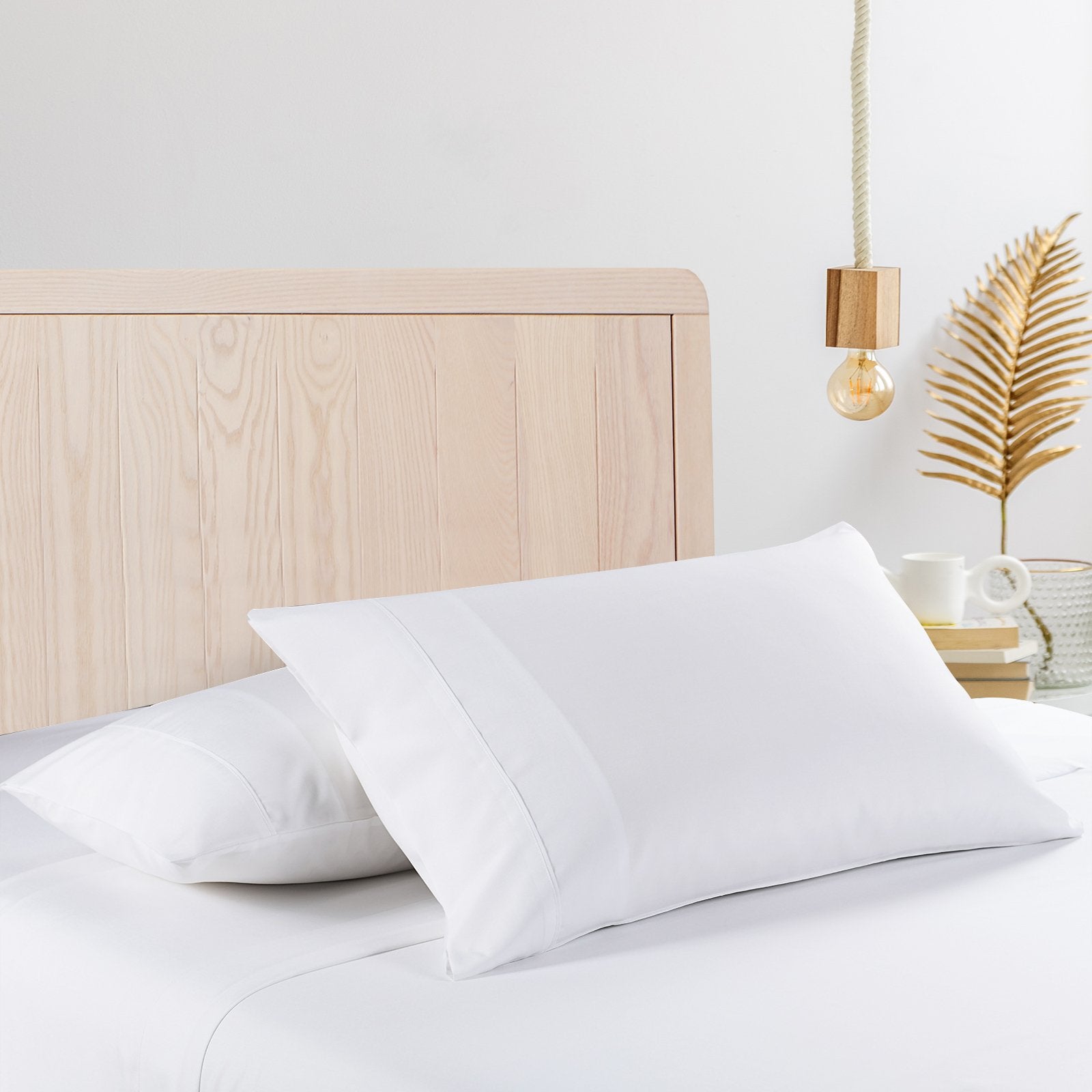 Casa Decor 2000 Thread Count Bamboo Cooling Sheet Set - Ultra Soft, Breathable & Hypoallergenic Bed Sheets for King & Single Size - Perfect for Hot Sleepers & All-Season Comfort in White