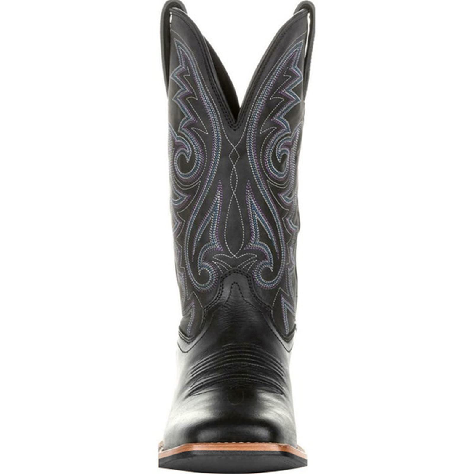**Men's Western Cowboy Boots - Retro Embroidered Wide Toe Mid-Calf Chelsea Boots with Thick Sole | Perfect for Rodeo, Country Music Festivals & Casual Wear**