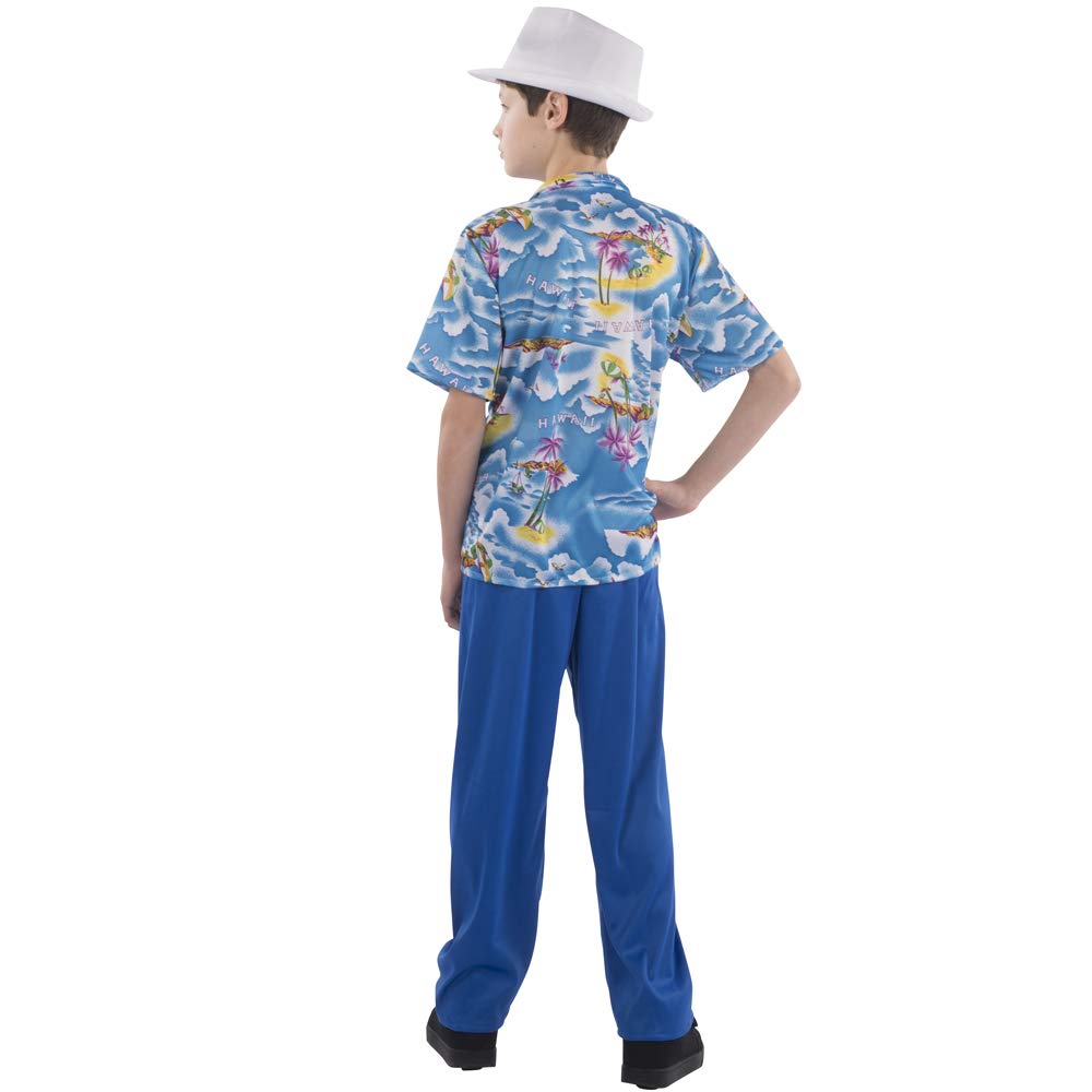 Blue Hawaiian Shirt and Pants Tropical Outfit Costume for Kids - Aloha Summer Beach Party, Luau Theme Dress Up, Vacation Photoshoot