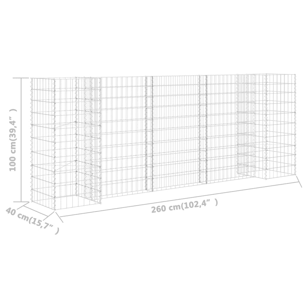 H-Shaped Gabion Planter - Heavy Duty Steel Wire Outdoor Garden Planter, Stone Basket & Raised Vegetable Bed - Weather Resistant Retaining Wall Cage (223.6