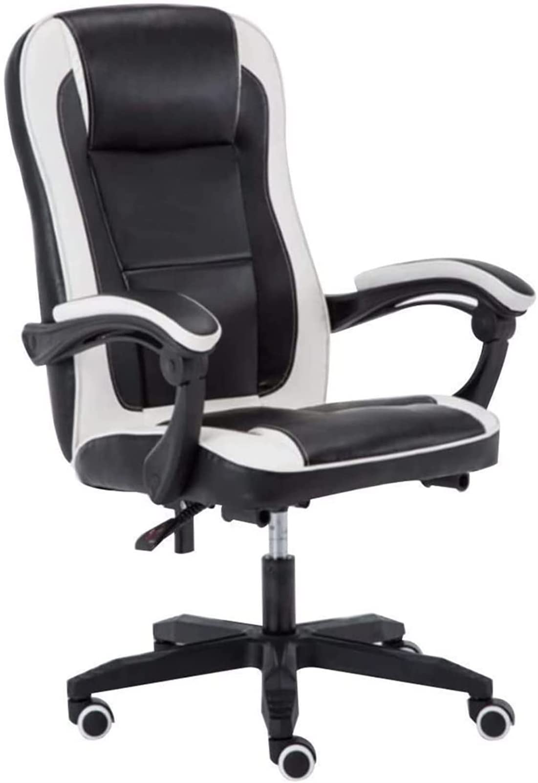 Ergonomic Racing Office Chair with Massage & Swivel - Adjustable Tilt & Lift for Gaming, Computer Work - Black & White - Perfect for Home Office & Gaming Setups