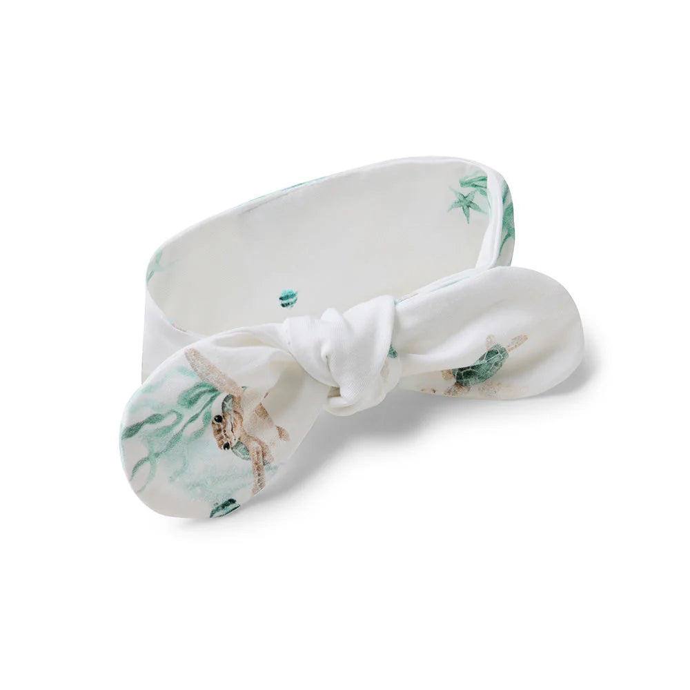 Snuggle Hunny Organic Top Knot Headband for Women - Soft Stretchy Hair Band for Yoga, Workouts, and Everyday Comfort - Turtle Print Design