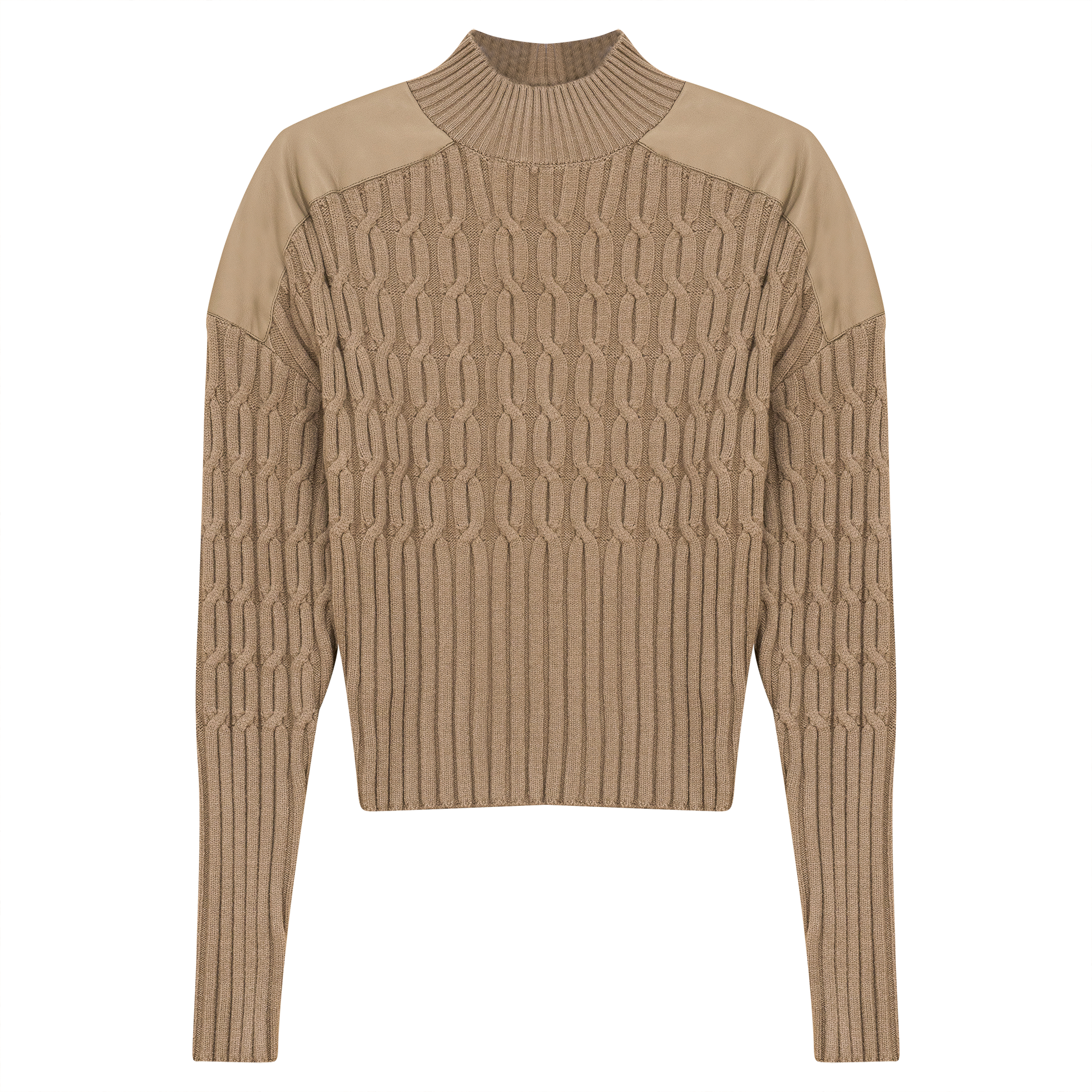 Dolman Sleeve Leather Combo Sweater for Women - Stylish Knit Pullover with Faux Leather Trim - Perfect for Casual Outings, Office Wear & Date Nights