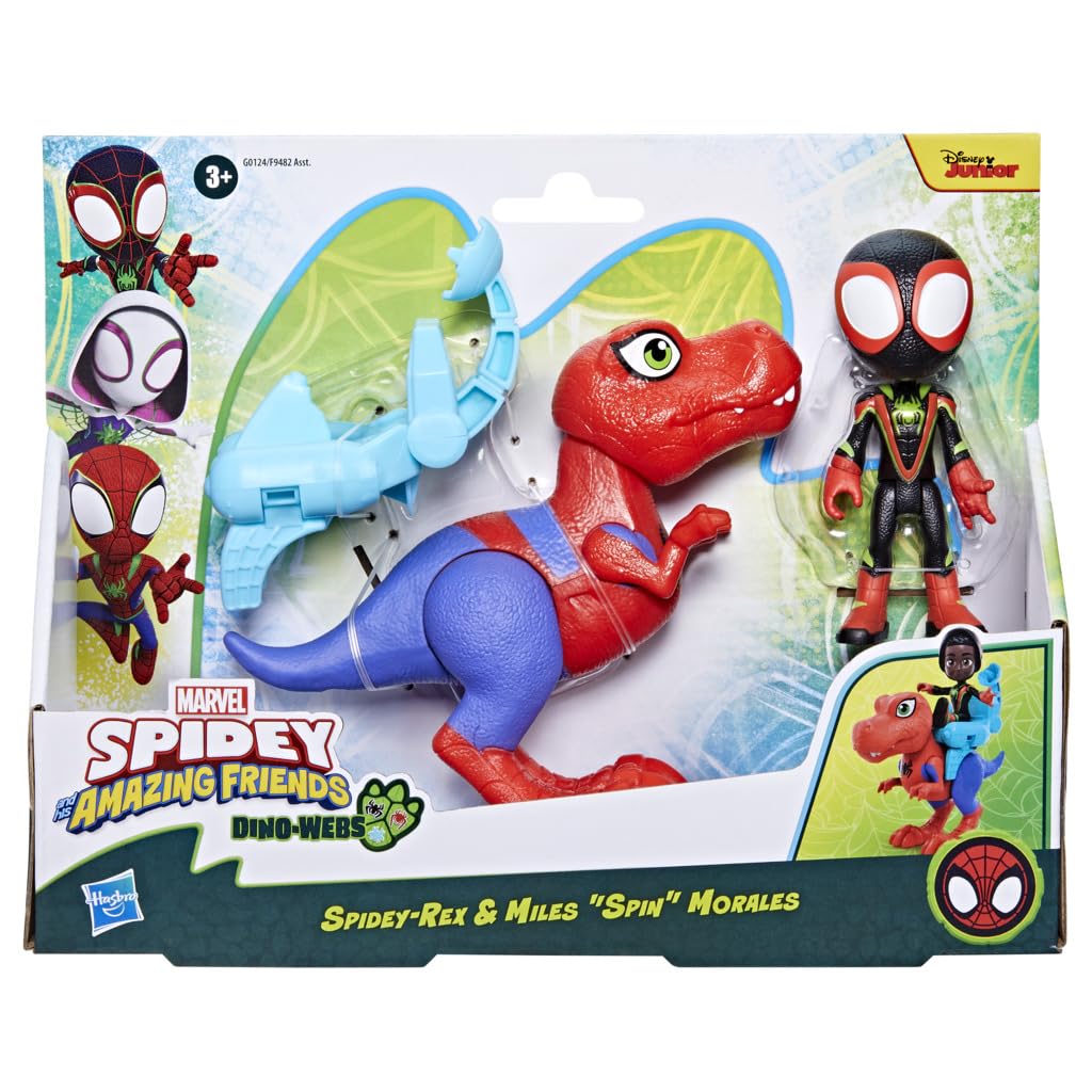 Marvel Spidey and His Amazing Friends 4-inch Action Figure Set - Spidey-Rex & Miles Morales | Collectible Spider-Man Toys for Kids | Perfect for Playtime, Birthday Gifts & Superhero Adventures