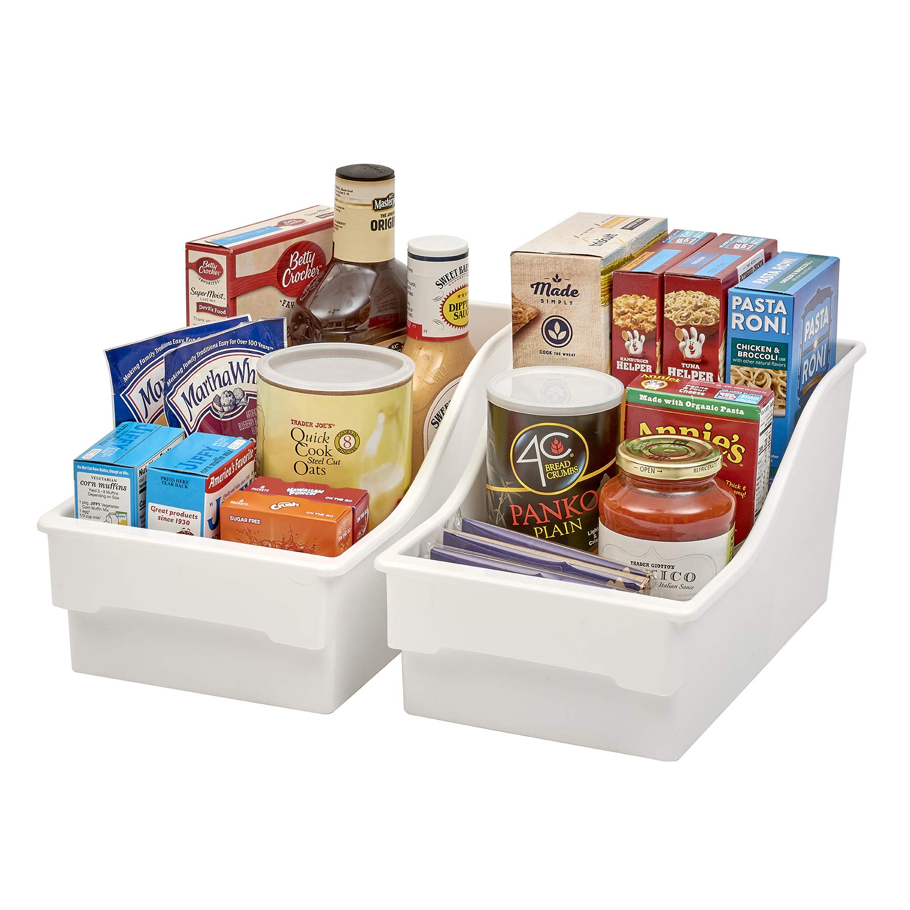 Buddeez Large Pantry Storage Bins - White | Stackable Kitchen Organization Containers for Cereal, Pasta, Snacks & More