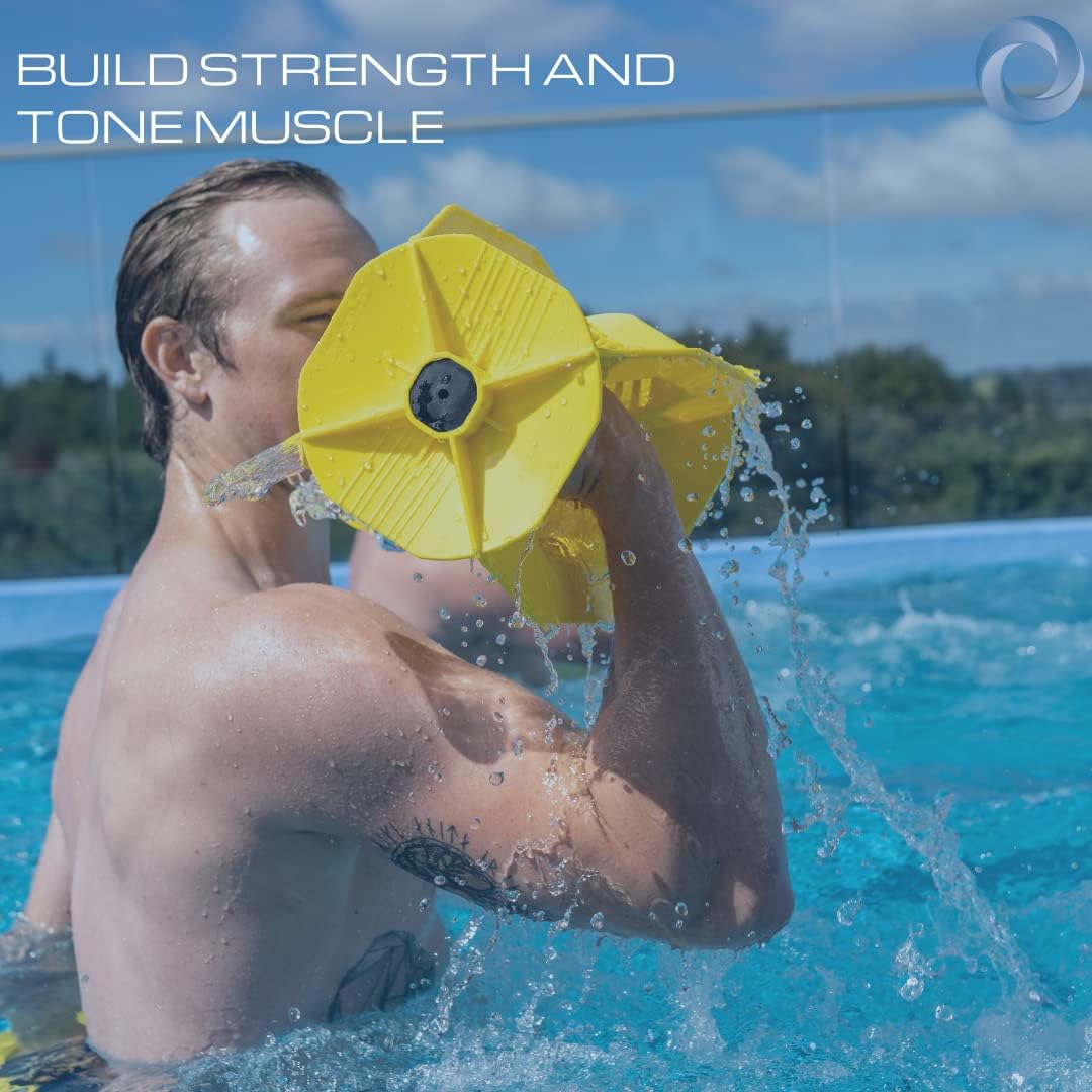 Hydro-Tone Total Body Water Weights for Pool Exercise – Isokinetic Aquatic Weights to Build Muscle & Reduce Joint Stress | Quick Start Guide Included | Perfect for Water Aerobics, Swimming & Physical Therapy