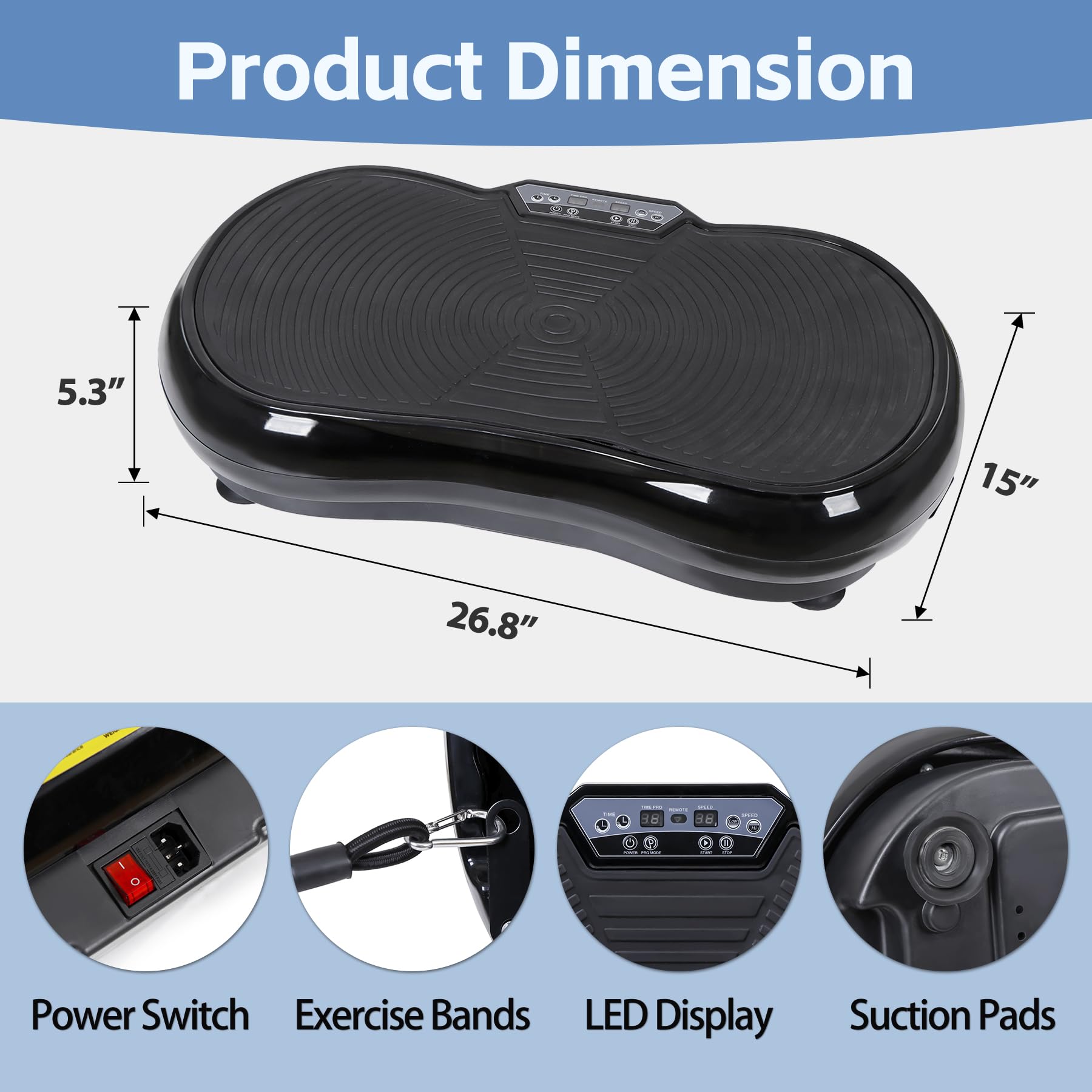 SUPER DEAL Pro Vibration Plate Exercise Machine - Whole Body Workout & Fitness Platform with Massage Function, Bluetooth, Remote & Resistance Bands (99 Levels) - Perfect for Home Gym, Weight Loss & Muscle Recovery