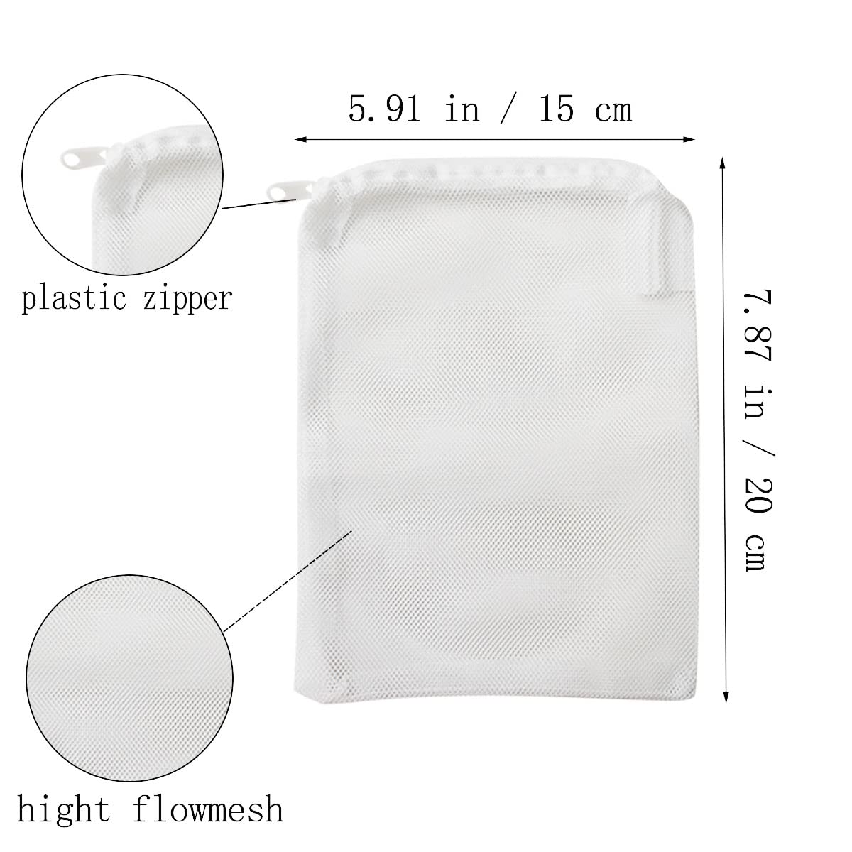 5 Pcs Reusable Aquarium Filter Media Bags with Zipper - Premium Fish Tank Filter Bags for Activated Carbon, Ceramic Rings & Bio Balls - Perfect for Freshwater & Saltwater Tanks, Sump Filters & Canister Filters