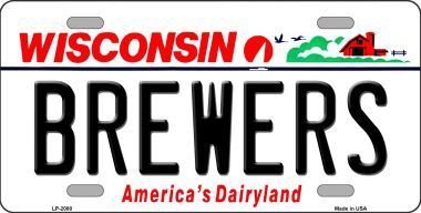 Brewers Wisconsin Novelty Vanity Metal License Plate - Custom State Background Sign for Cars, Bars & Man Caves