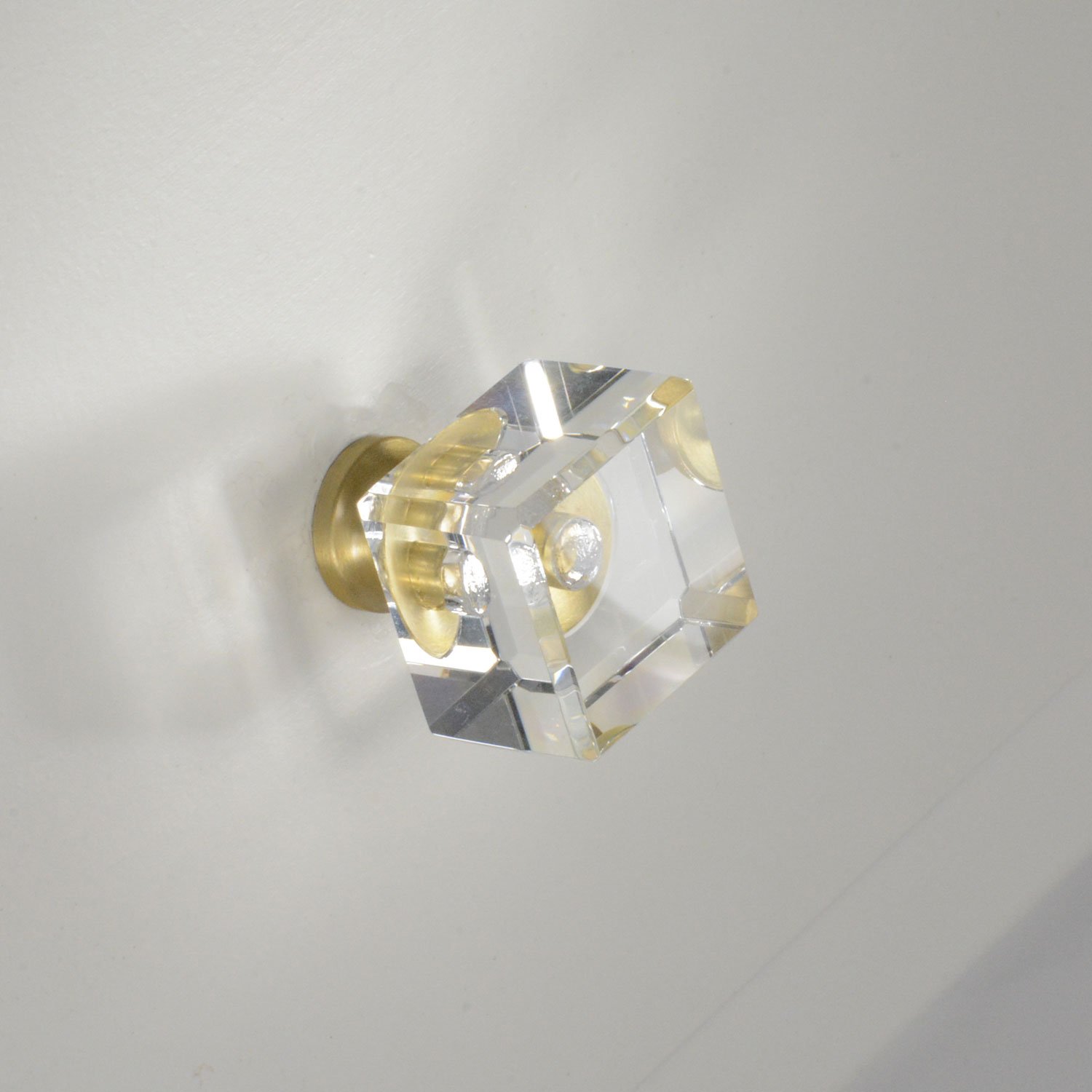 CKP #G-80 Elegant Clear Glass Cabinet Knobs with Satin Brass Base - 25mm (1 Inch) - 10 Pack - Perfect for Kitchen Cabinets, Dressers & Furniture Hardware Upgrade