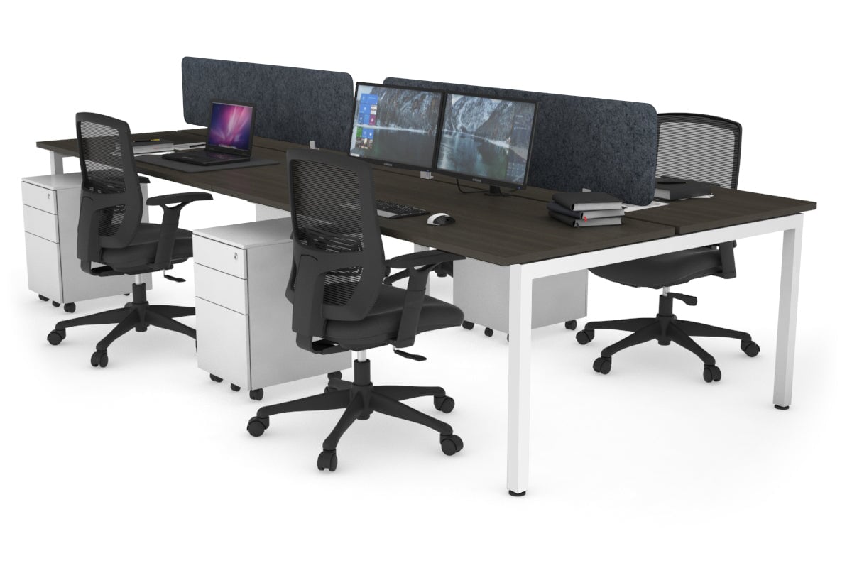 Quadro Square Legs 4-Person Office Workstation Desk - 1800mm x 700mm (71