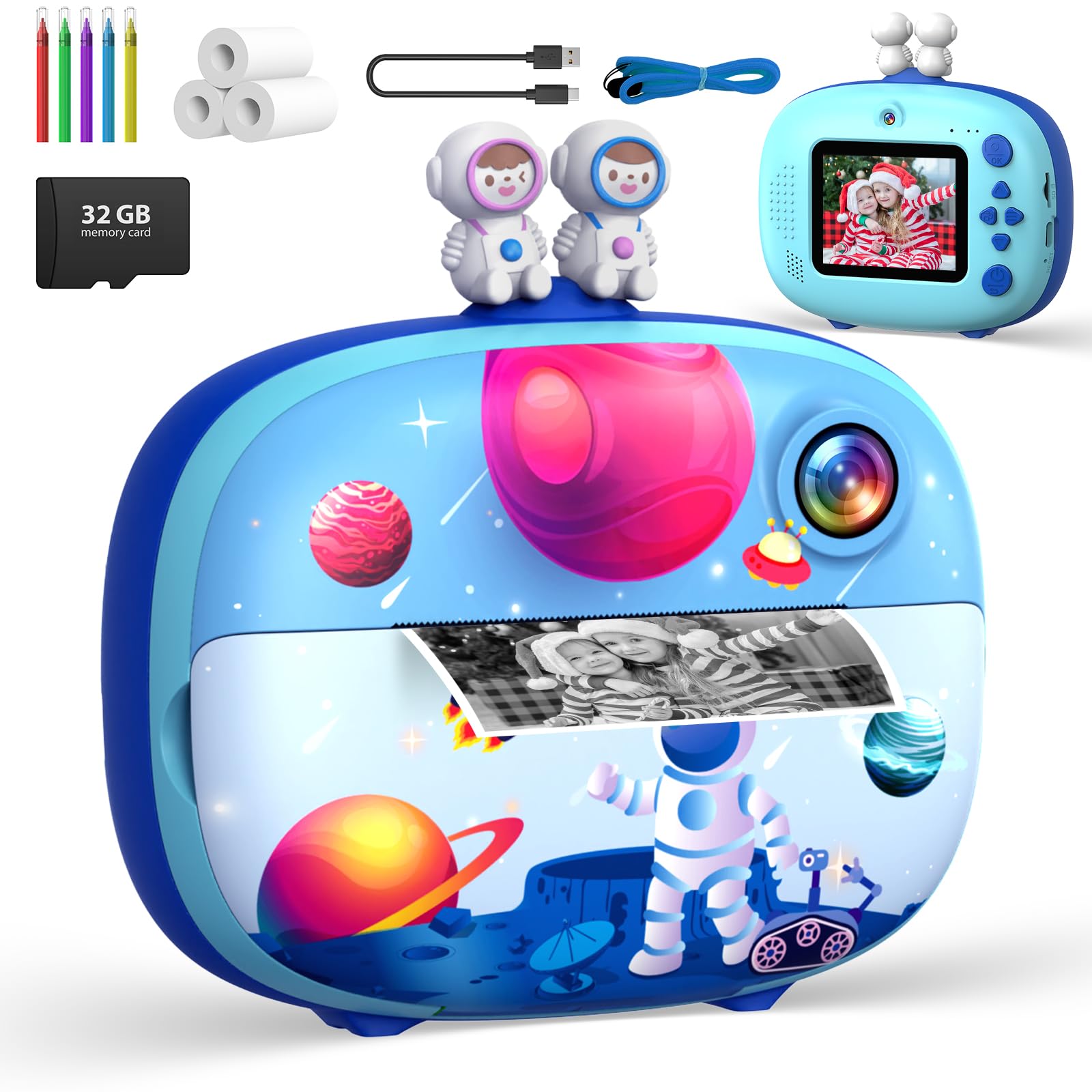Instant Print Camera for Kids with 2.4