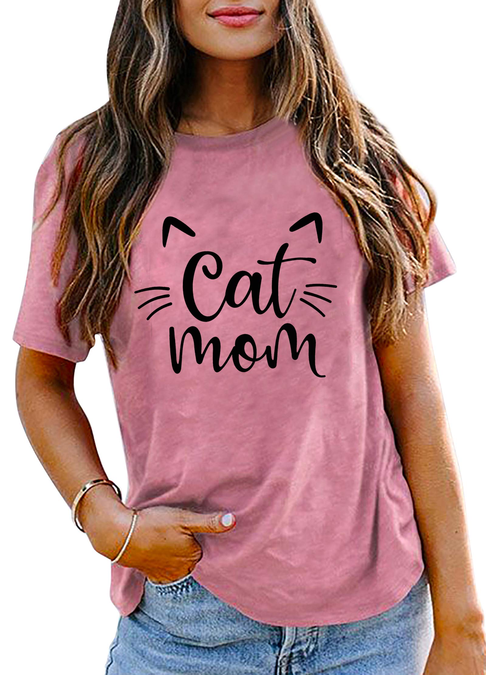 Funny Cat Mom T-Shirt for Women - Cute Cat Mama Graphic Tee - Perfect Pet Lover Gift for Cat Owners - Ideal for Casual Wear, Cat Cafes & Animal Shelter Volunteering