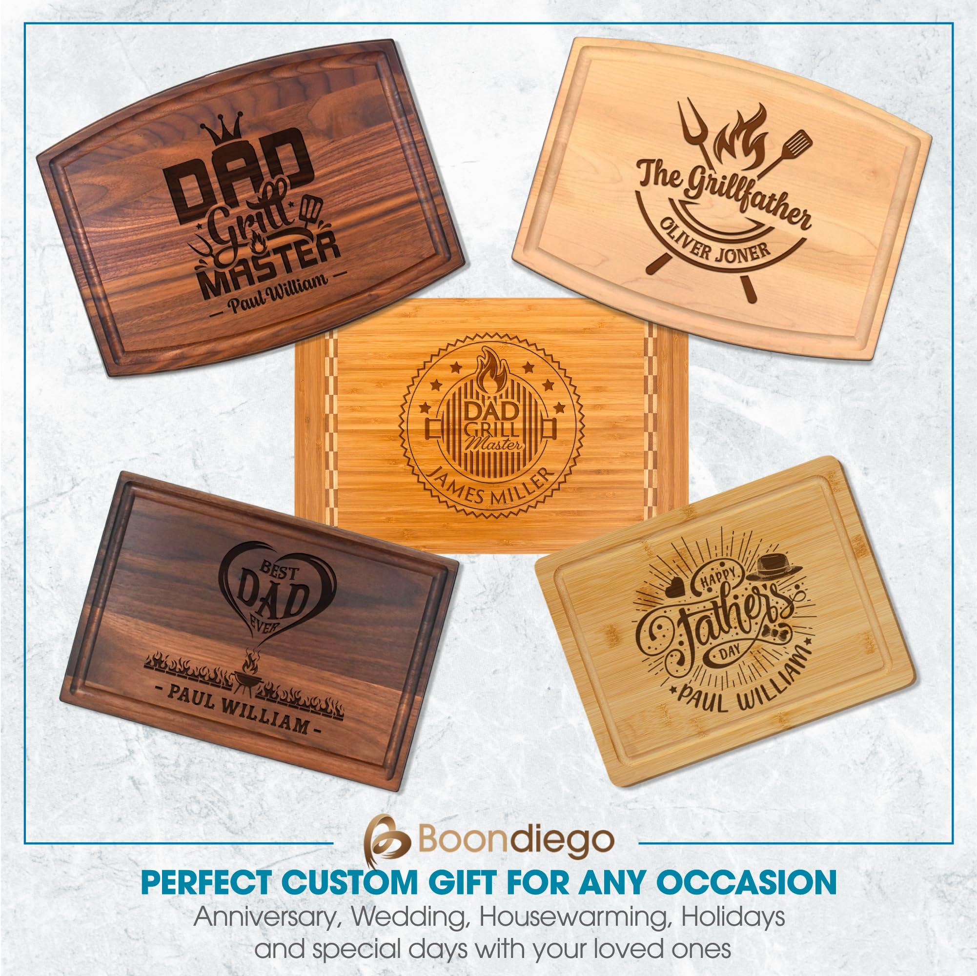 Custom Personalized BBQ Grill Board for Dad & Grandpa - Handmade in USA - Unique Father's Day, Birthday & Anniversary Gift Idea - Perfect for Backyard Grilling & Outdoor Cooking