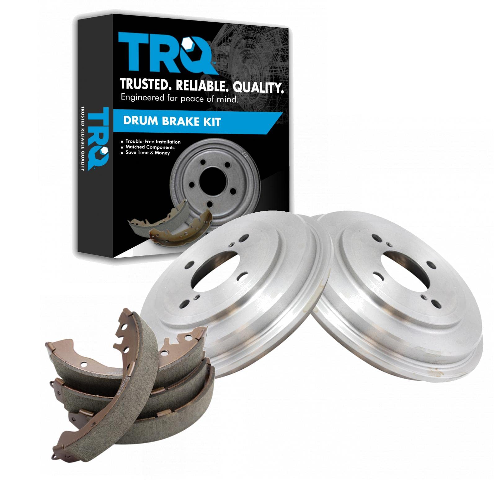 TRQ Rear Brake Drum & Shoe Kit Set for Honda Fit 2007-2014 - Complete Replacement Brake System - Easy Installation for Smooth Braking Performance - Perfect for City Driving & Daily Commutes