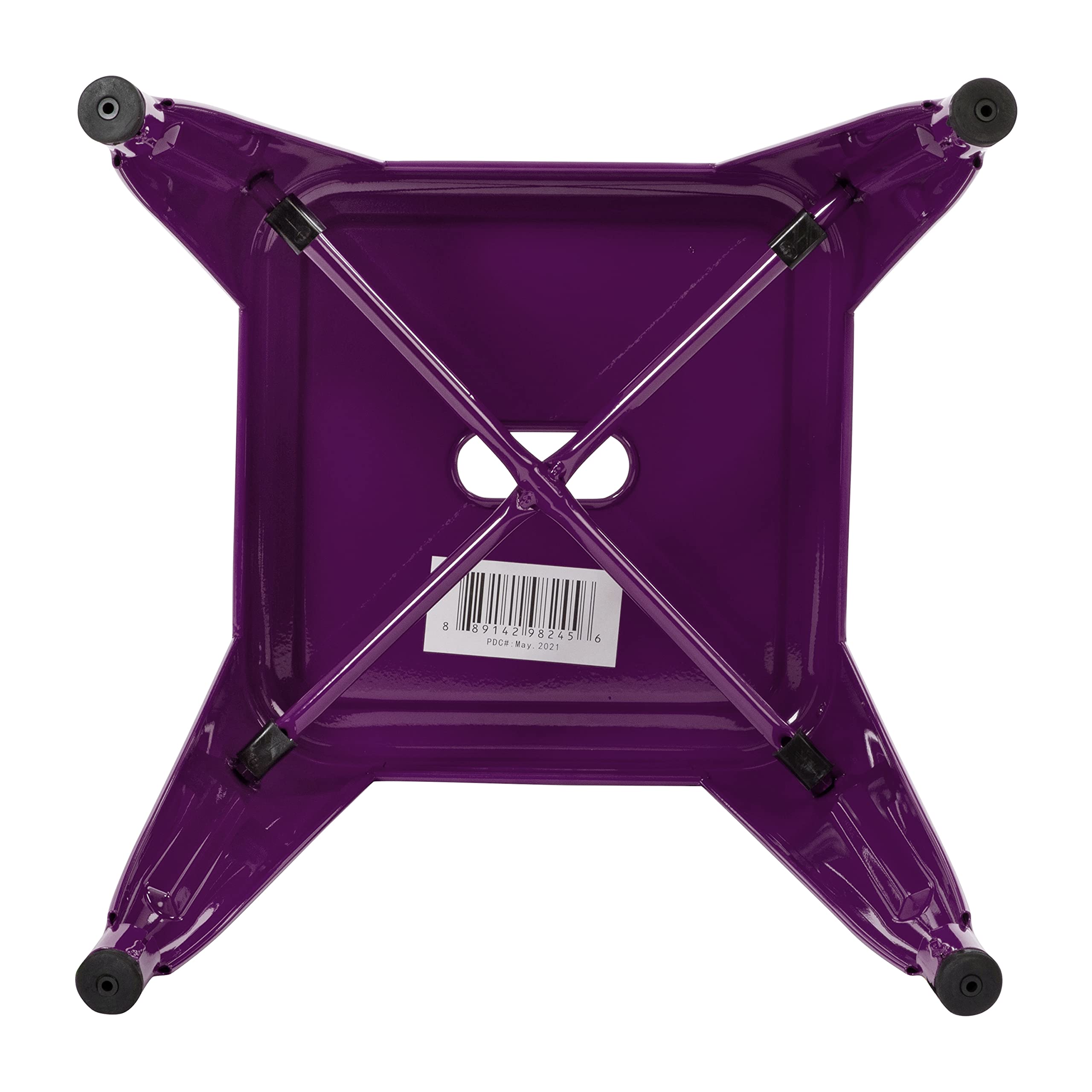 EMMA + OLIVER 18 Inch Stackable Metal Bar Stools - Set of 4 Purple Dining Chairs for Kitchen Island, Breakfast Nook & Small Space Decor | Indoor Counter Height Stools