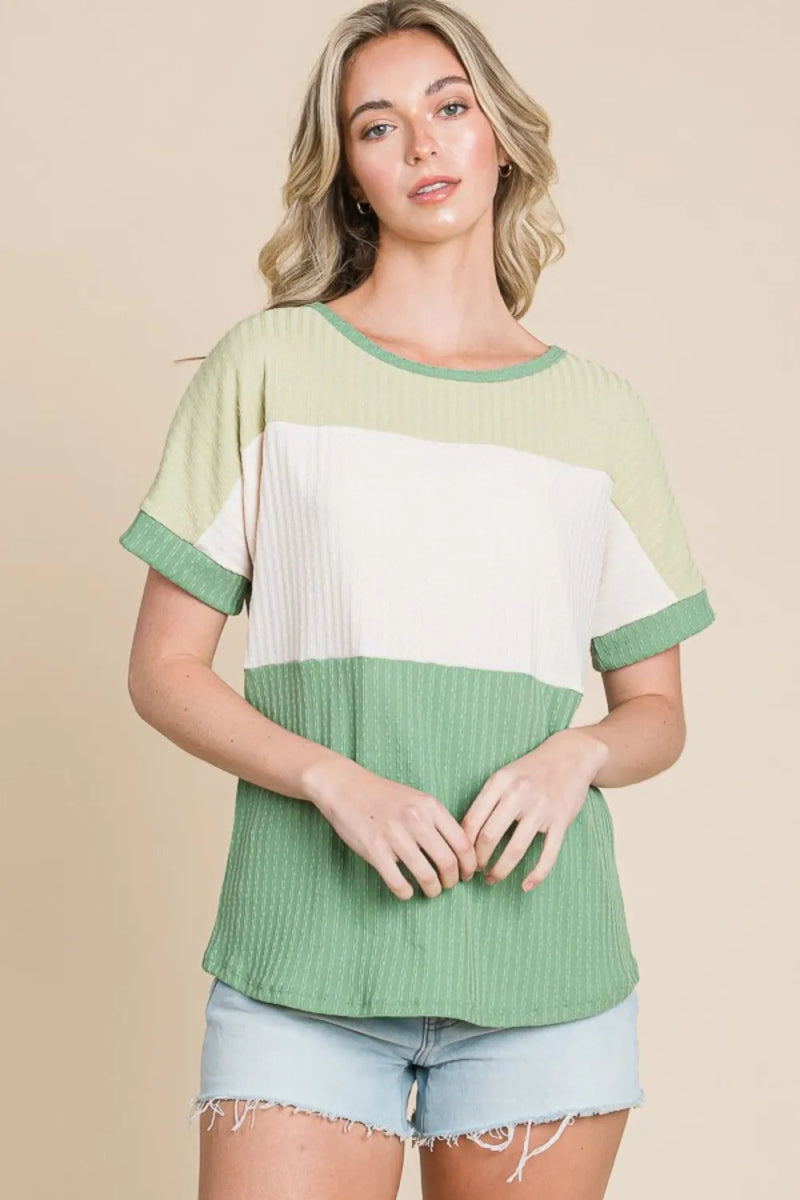 BOMBOM Color Block Short Sleeve T-Shirt for Men & Women | Casual Fashion Cotton Tee | Perfect for Everyday Wear, Outings & Street Style